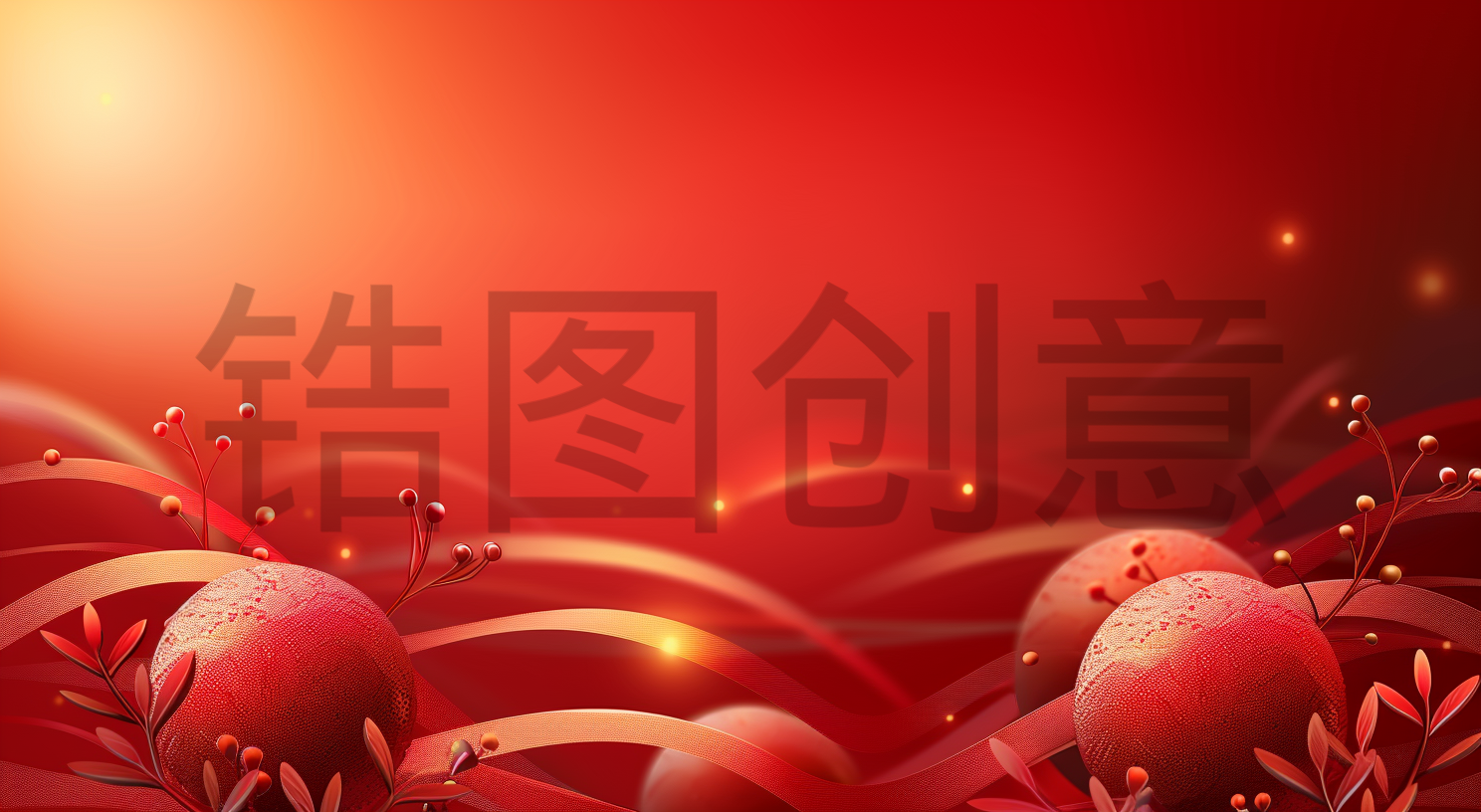 抽象圆球红色背景
