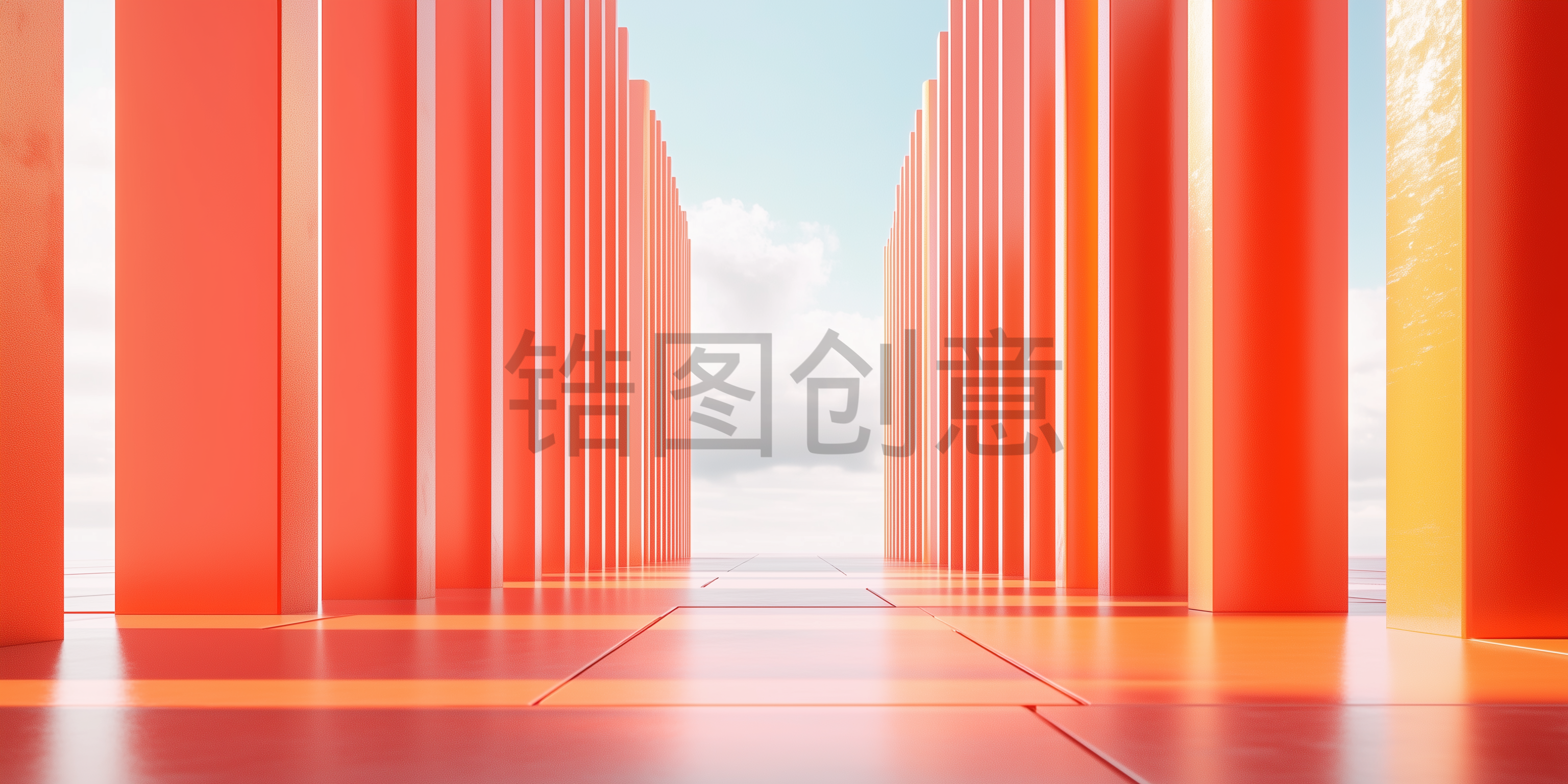 立体现代感时尚感红色空间背景