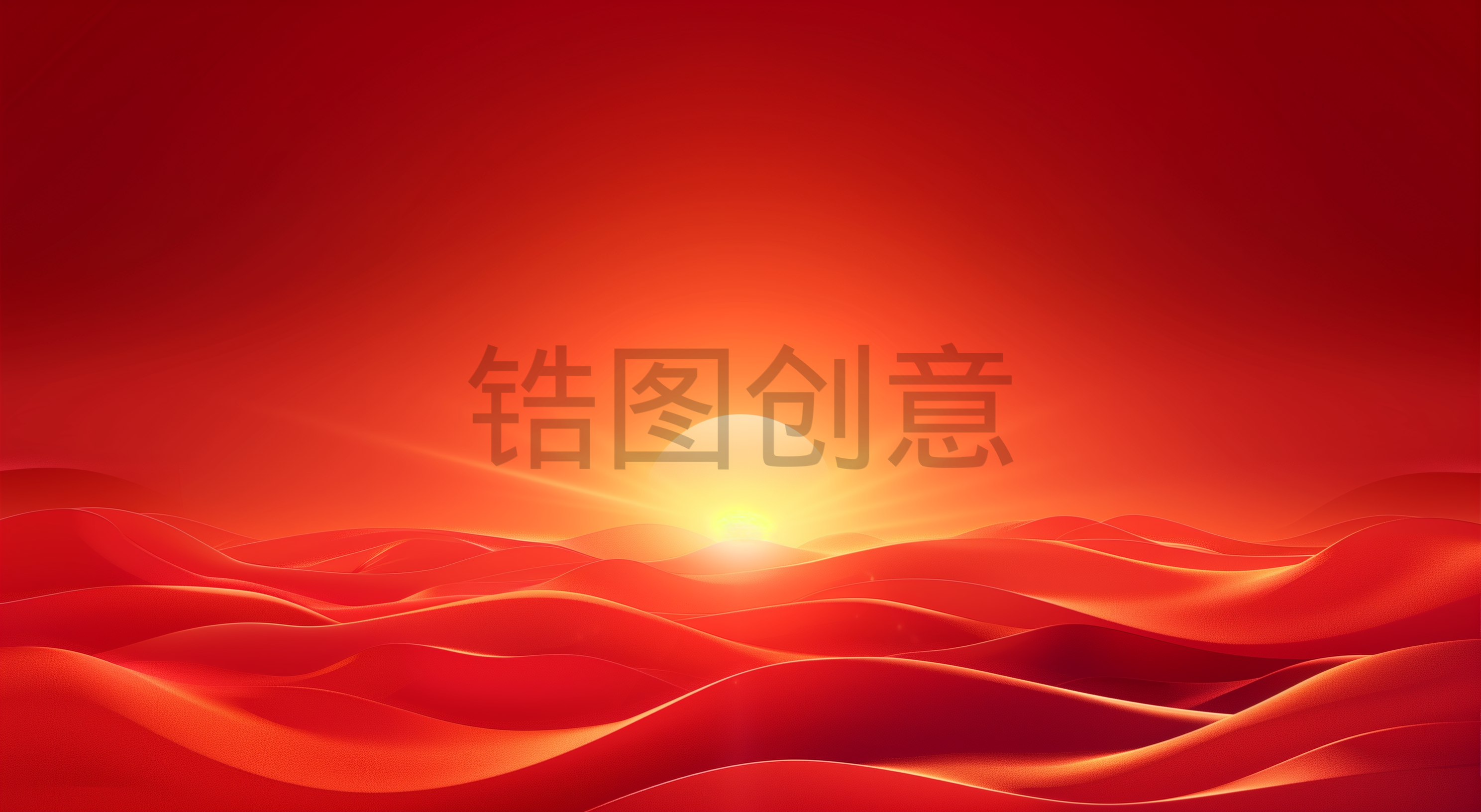 红色抽象日出东方山水风景背景