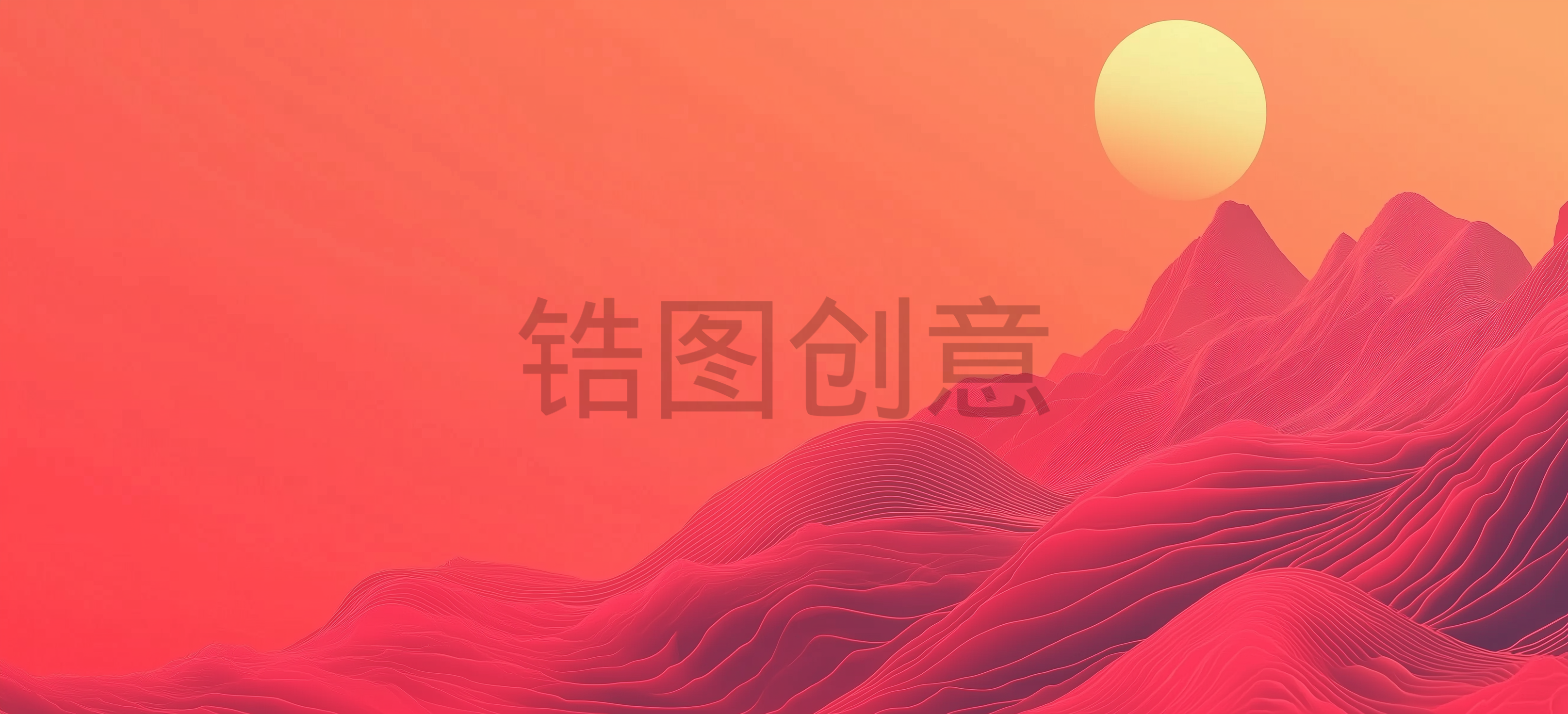 橙色渐变抽象山水山脉风景背景素材