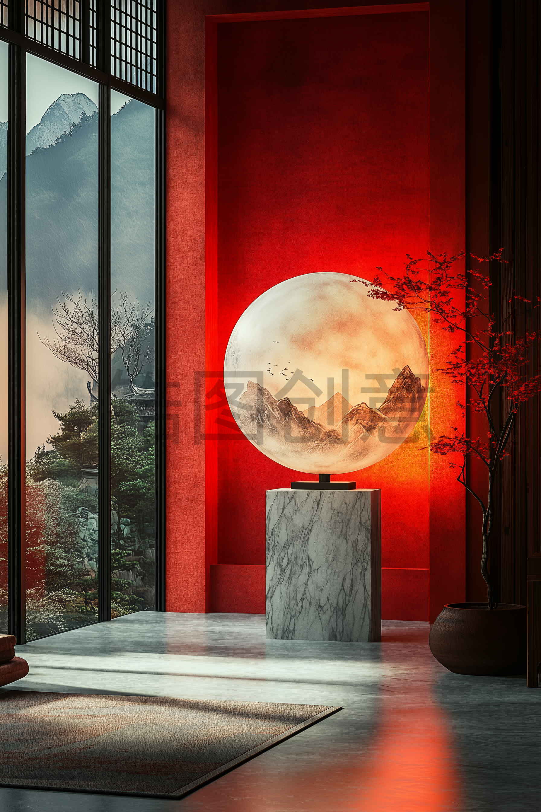 三维渲染室内新中式国风电商产品展示背景