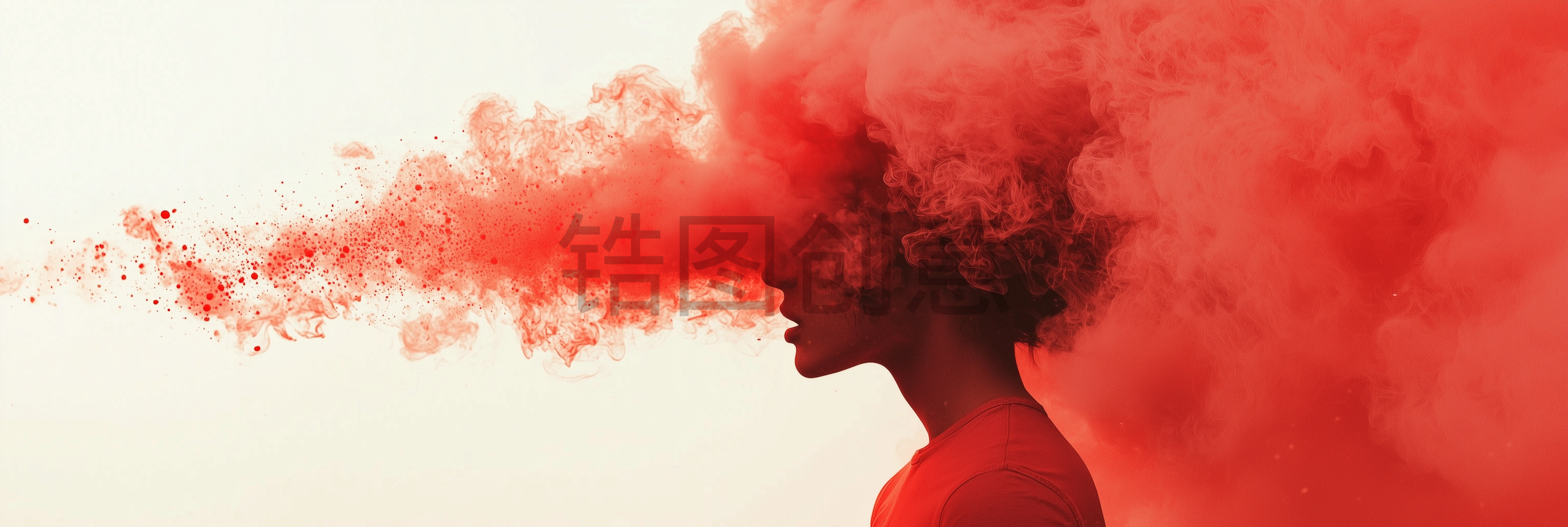 特效系列红色烟雾感与男人合成背景素材