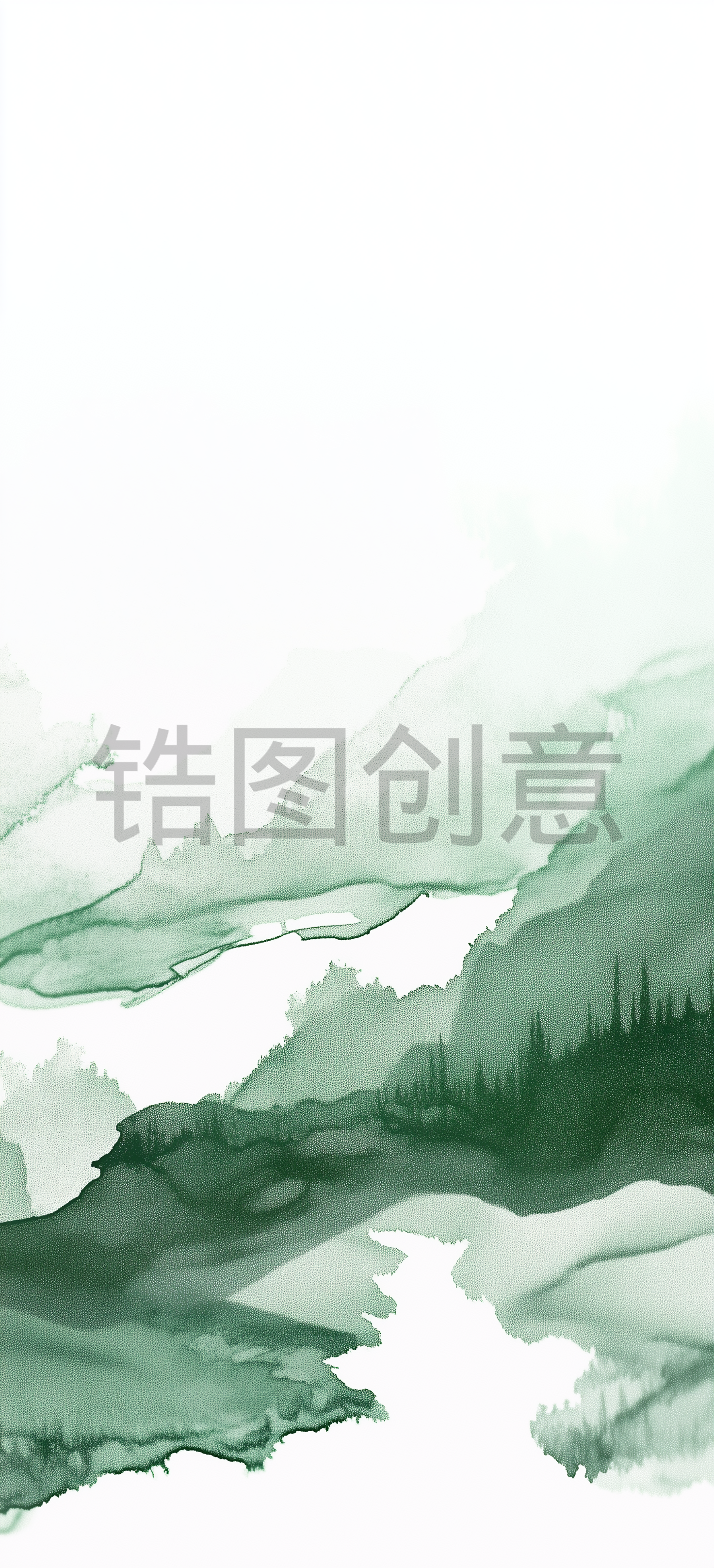 绿色水墨中国风山水背景素材