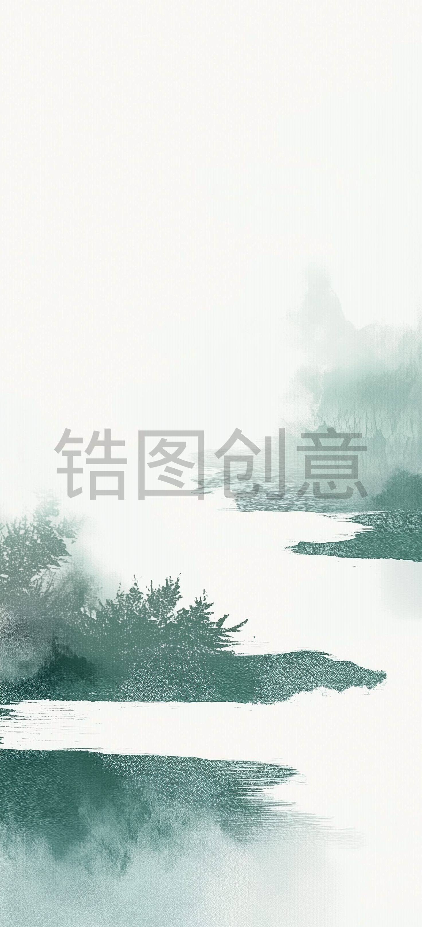 绿色水墨风抽象山水背景
