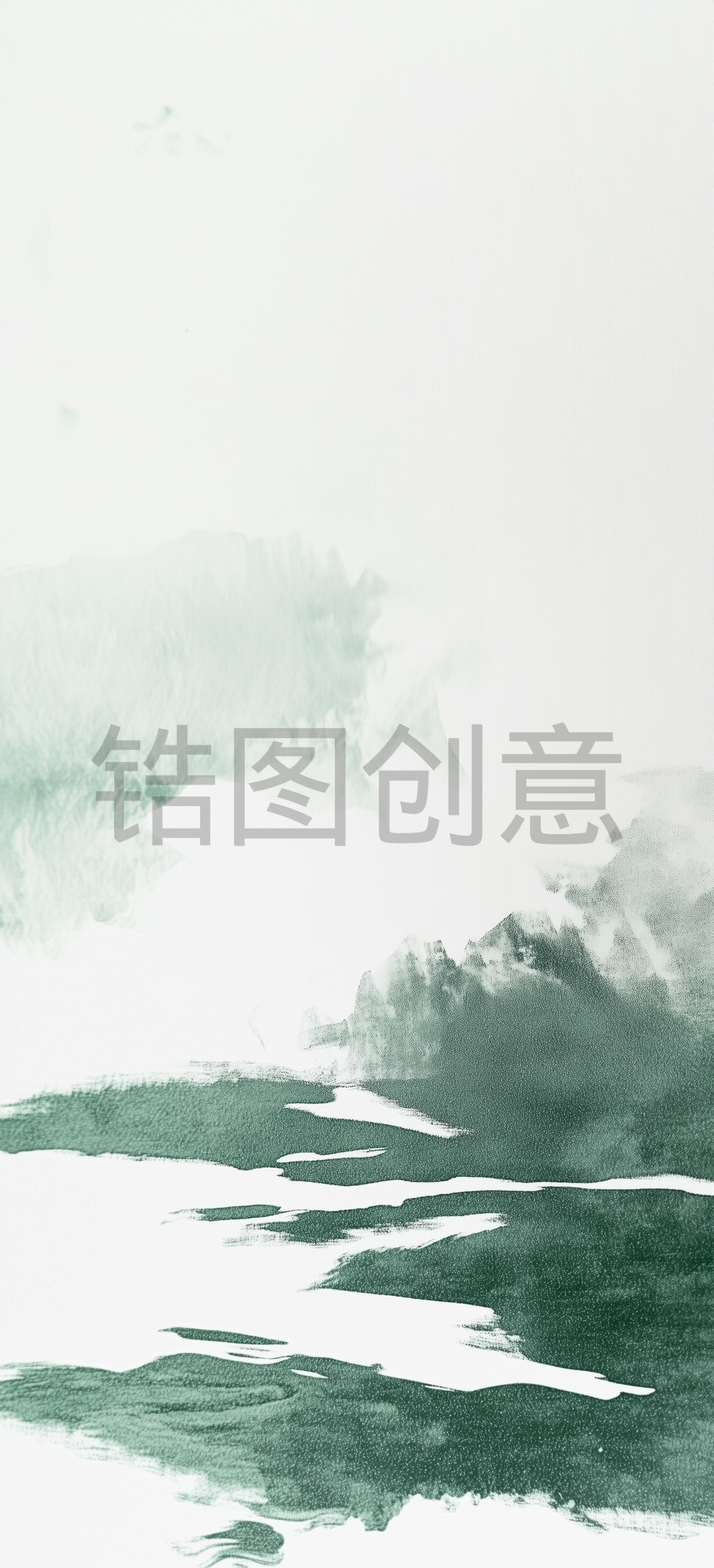 绿色水墨风抽象山水背景
