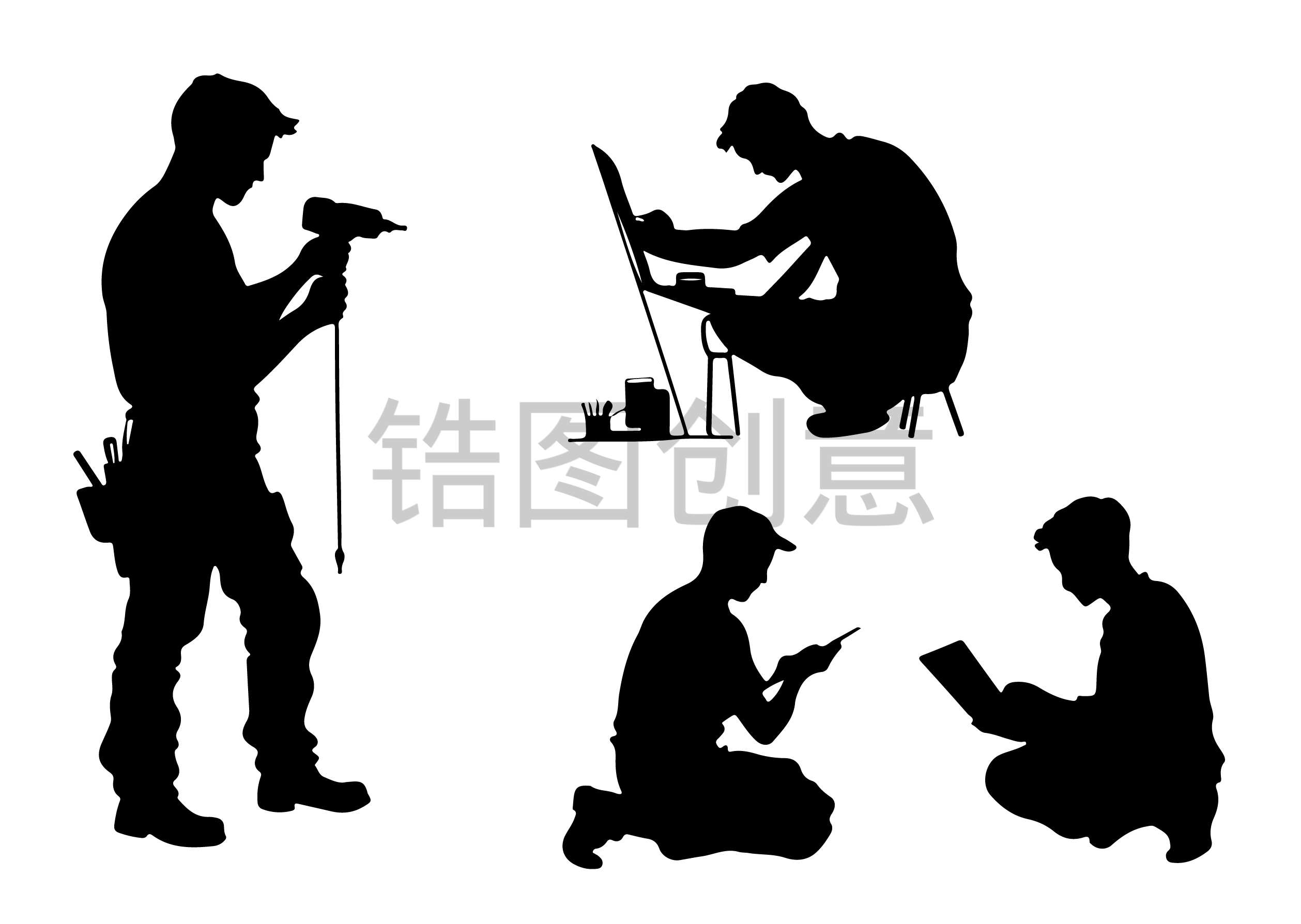 工人人物剪影劳动剪影元素