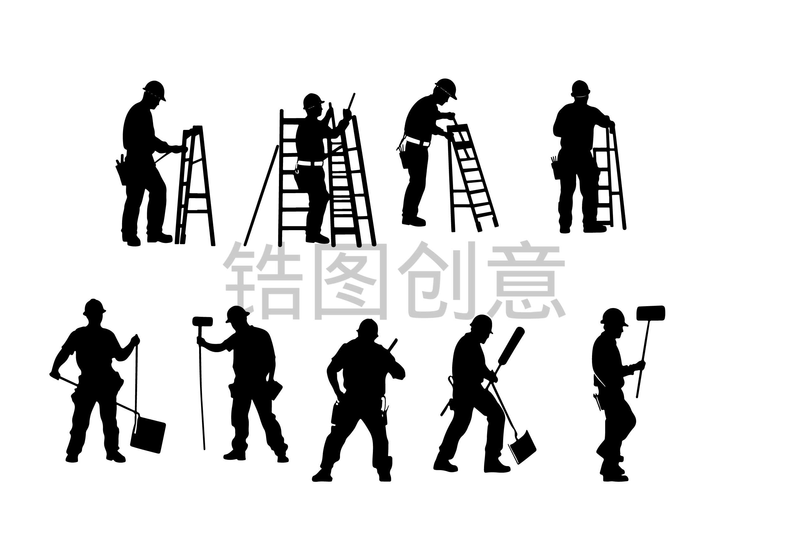 工人人物剪影劳动剪影元素