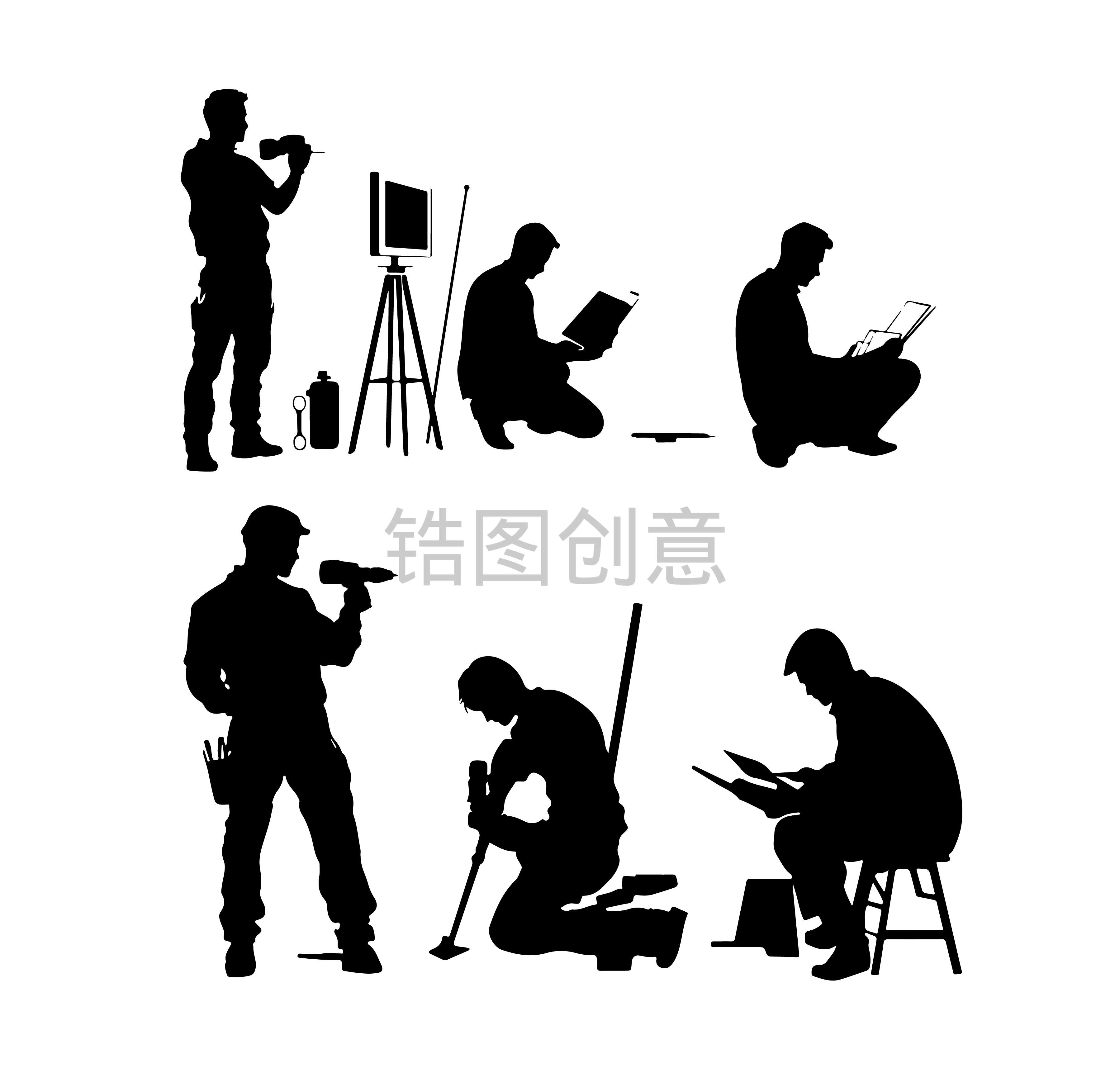 工人人物剪影劳动剪影元素