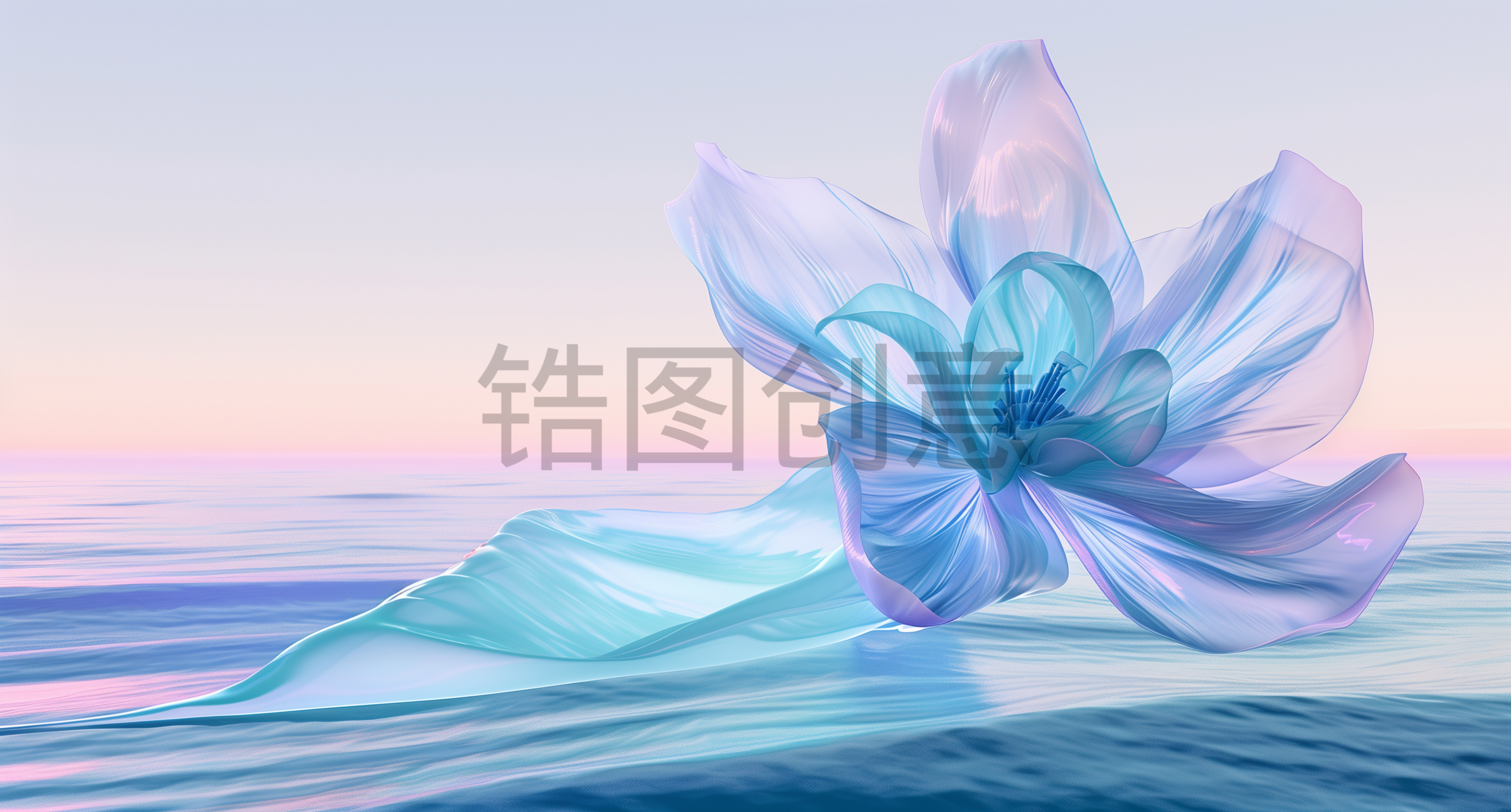 数字艺术抽象花瓣海浪天空背景