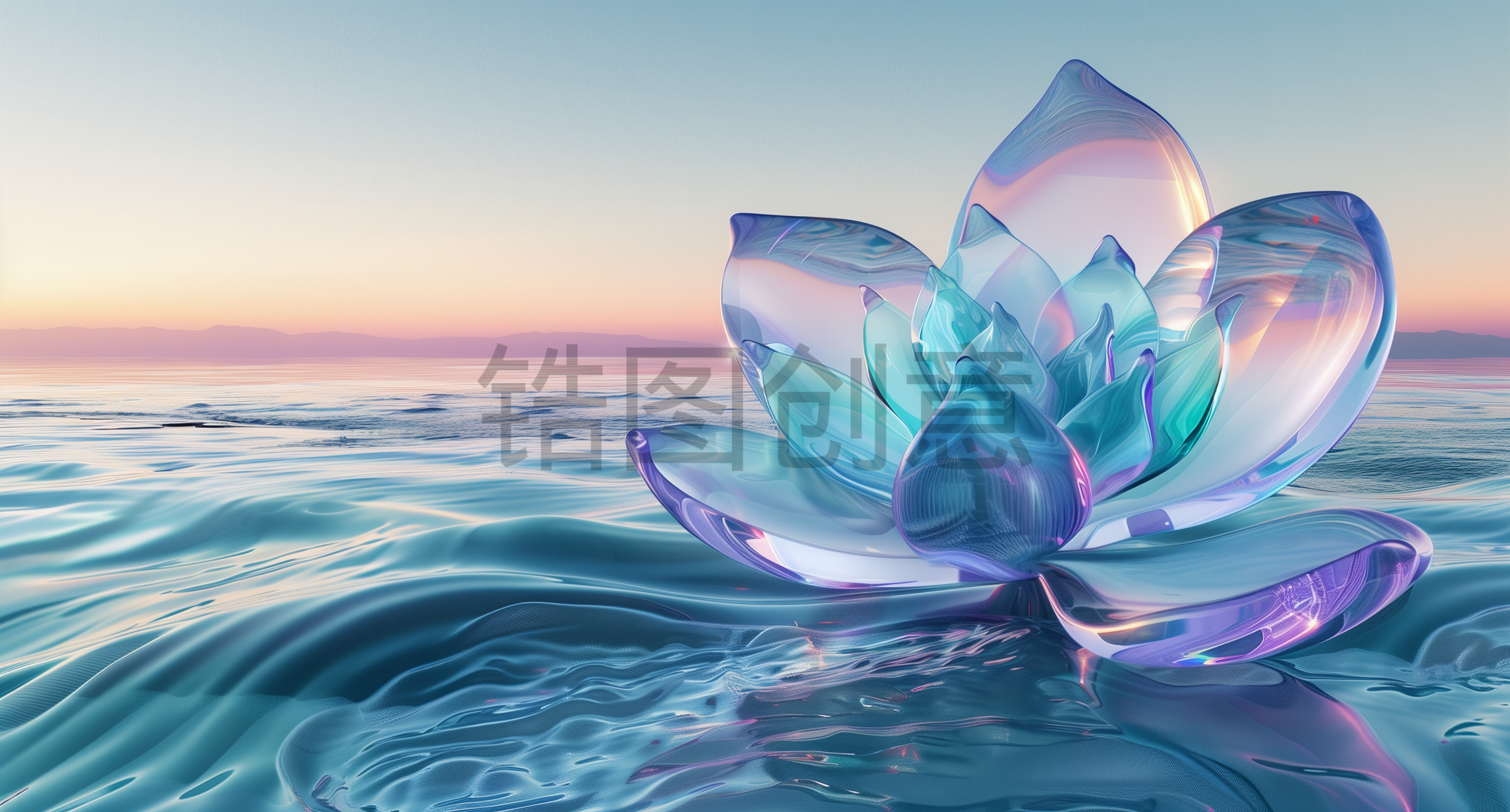 数字艺术抽象花瓣海浪天空背景