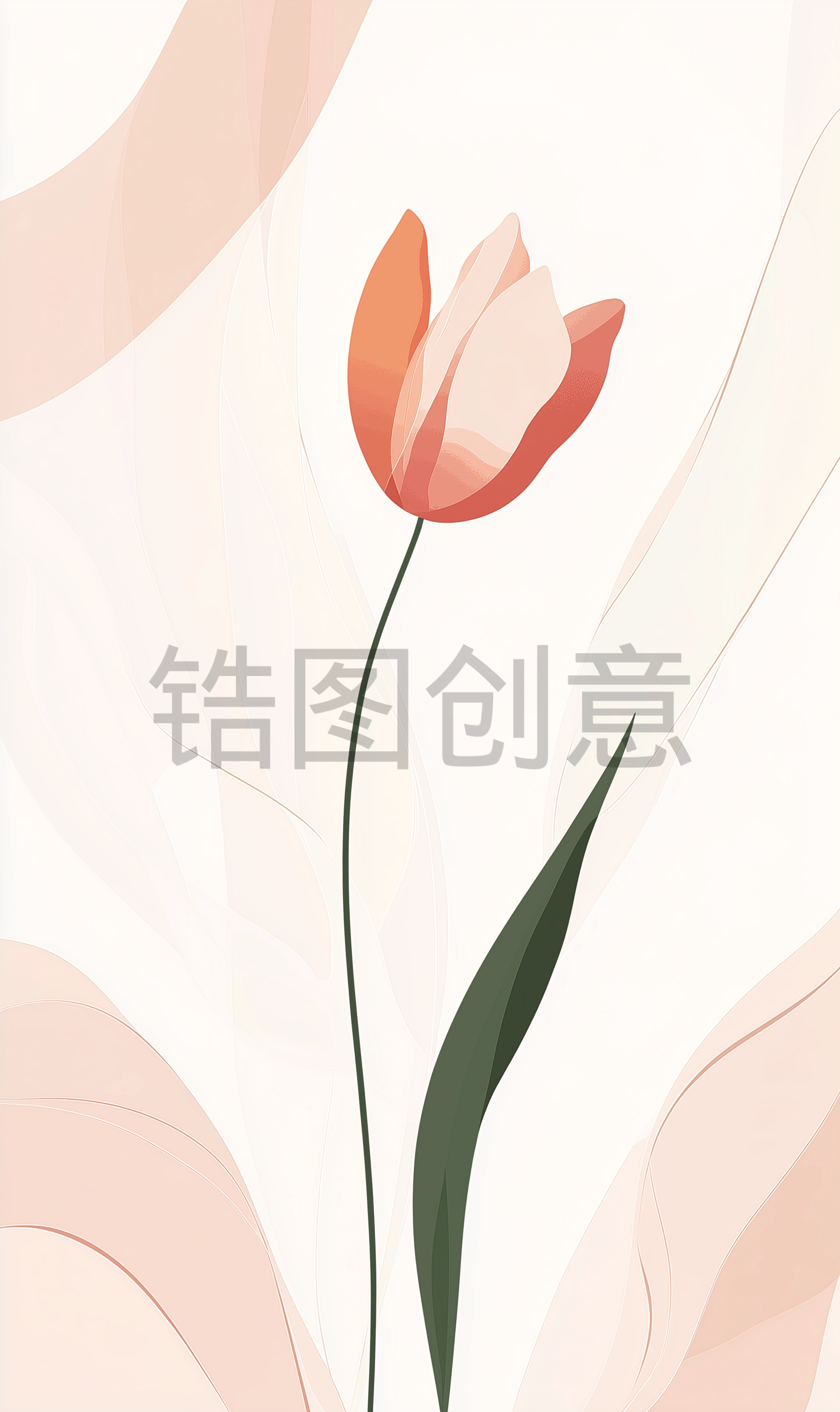 粉色郁金香花插图元素背景