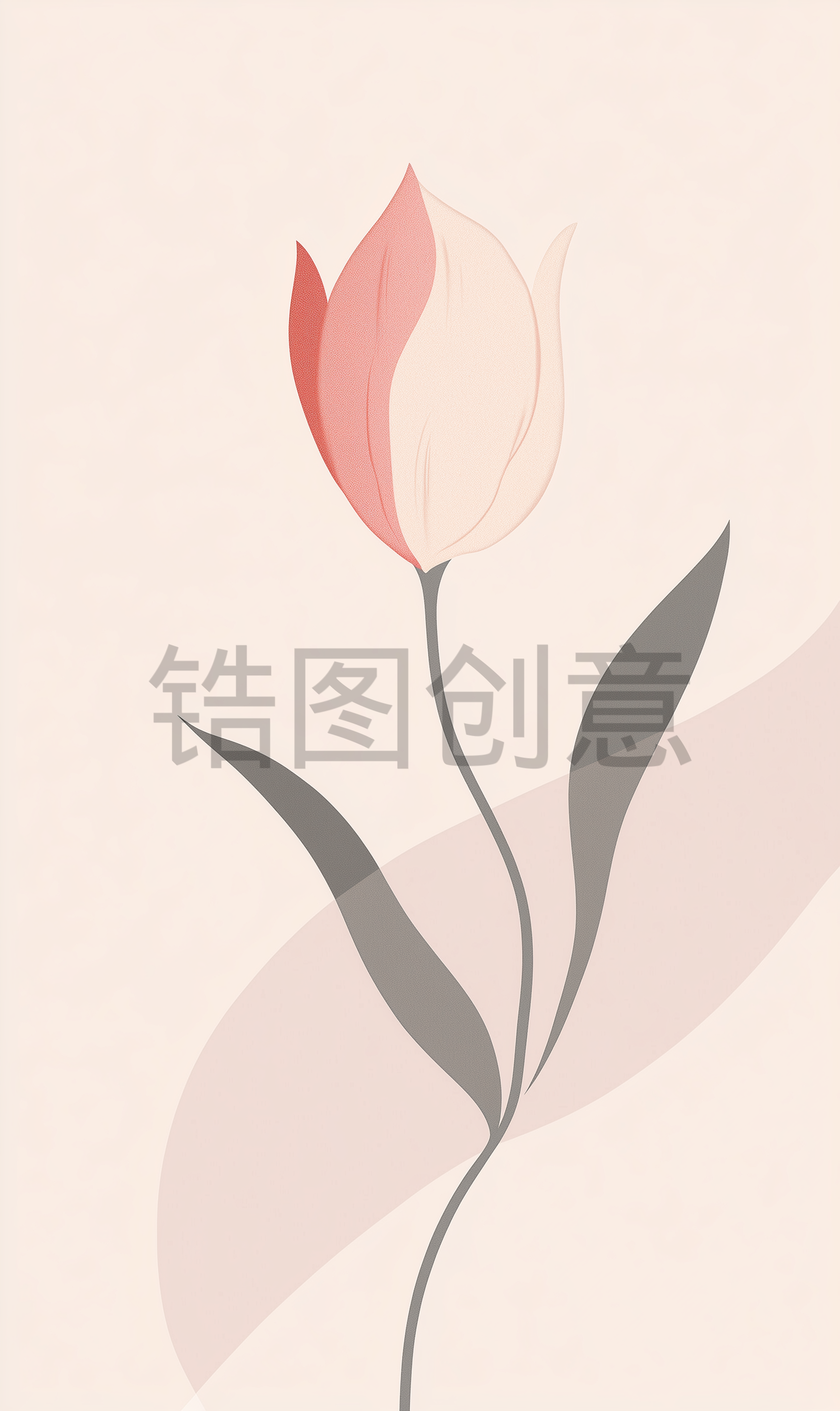 粉色植物花扁平插图元素背景