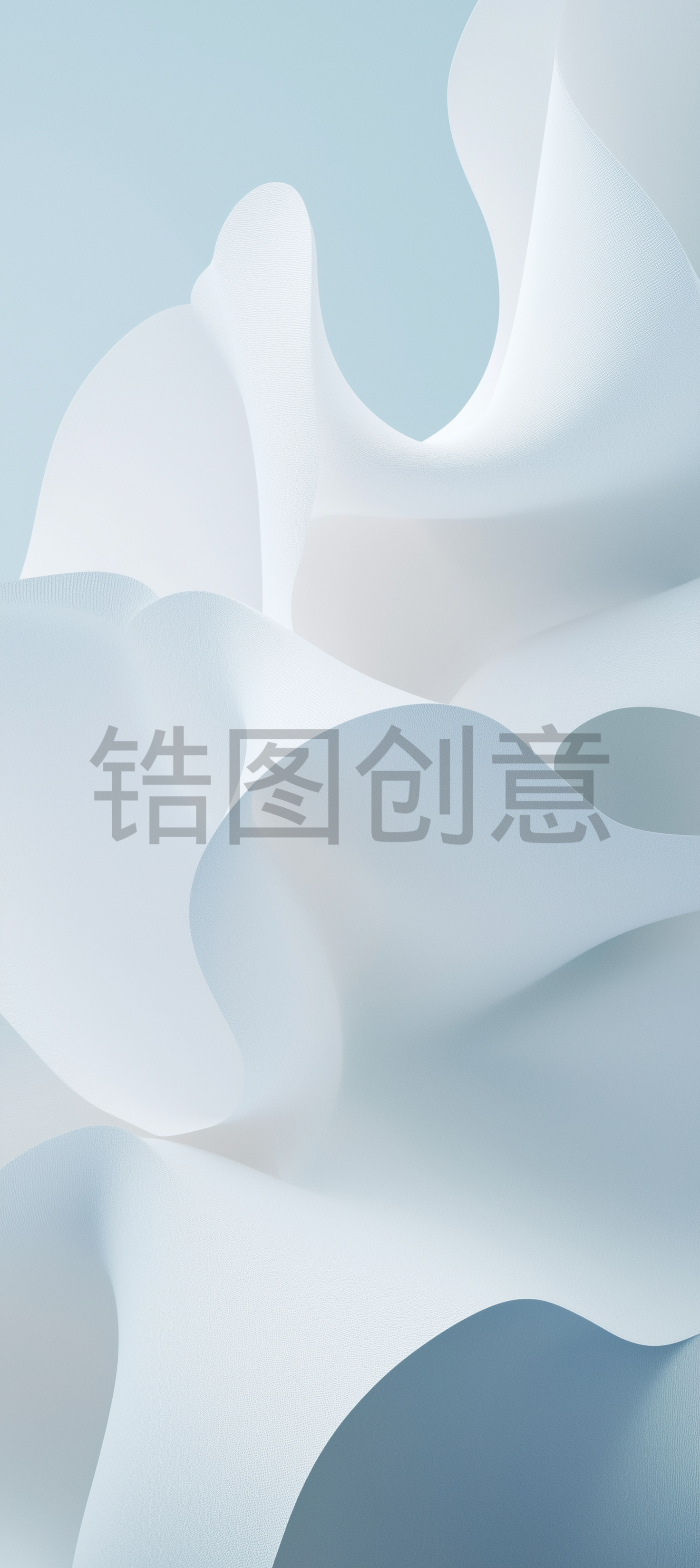 近距离拍摄由白纸材料制成的大型花瓣状结构，低角度拍摄，以cinema4D风格呈现，淡蓝色和灰色调背景