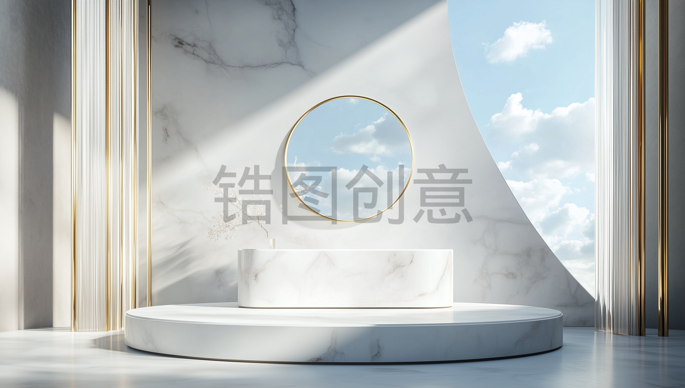 电商蓝天夏季C4D圆形展台空间场景