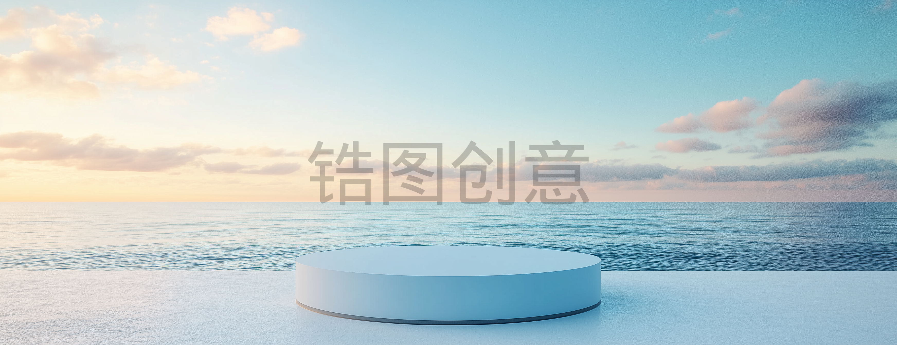 简约电商蓝天大海夏季C4D展台场景
