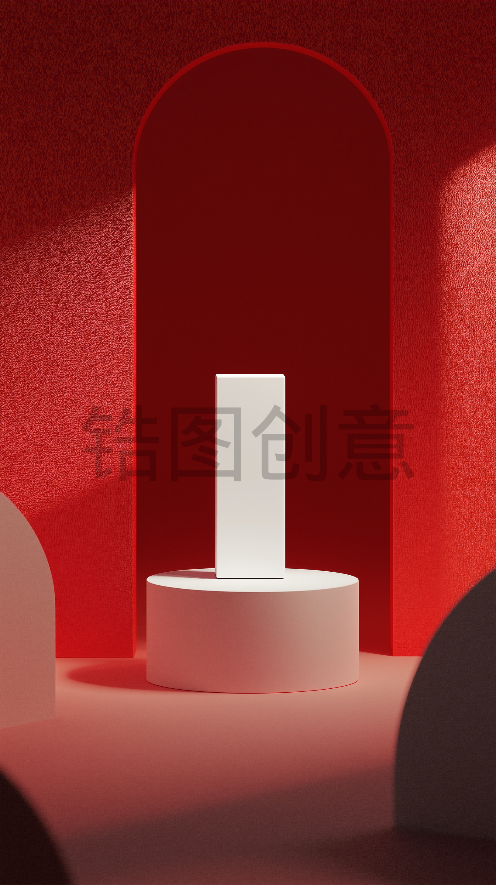 红色电商场景空间展台背景