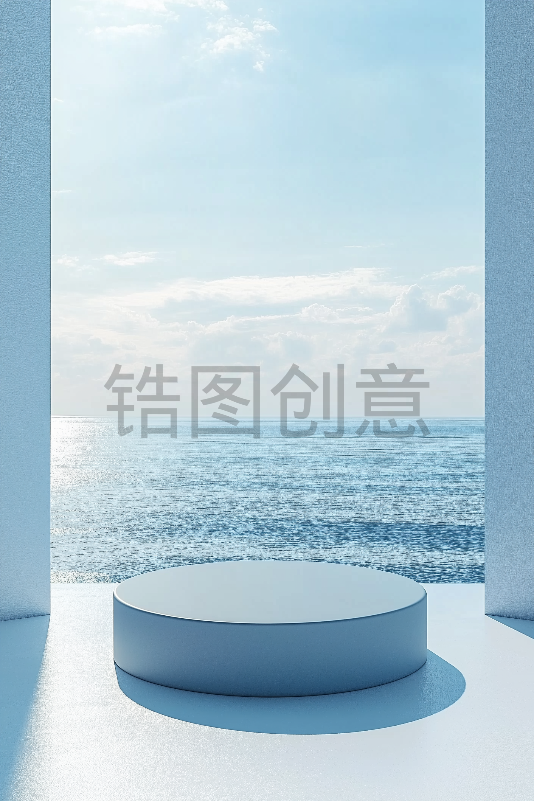 简约电商蓝天大海夏季C4D展台场景