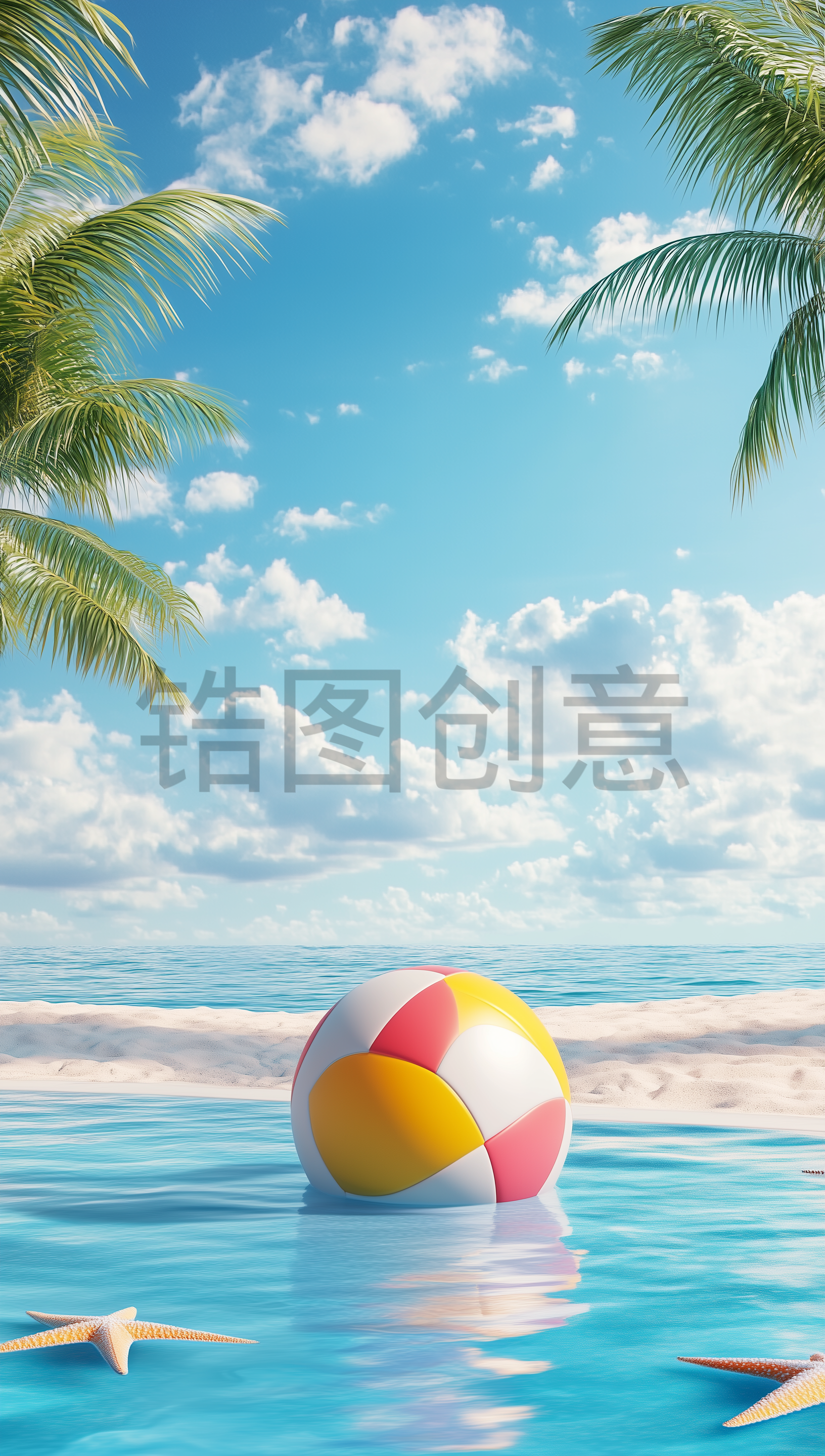 夏天夏季清爽海边旅行元素模型