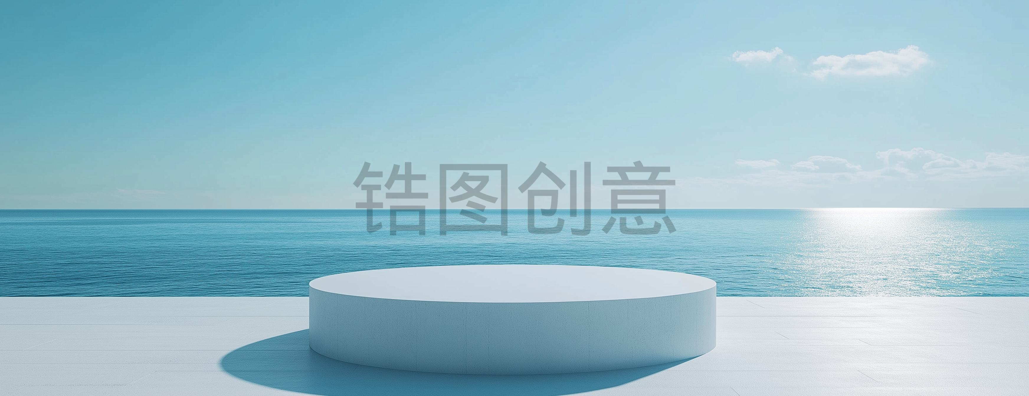 电商简约蓝天夏季C4D圆形展台场景