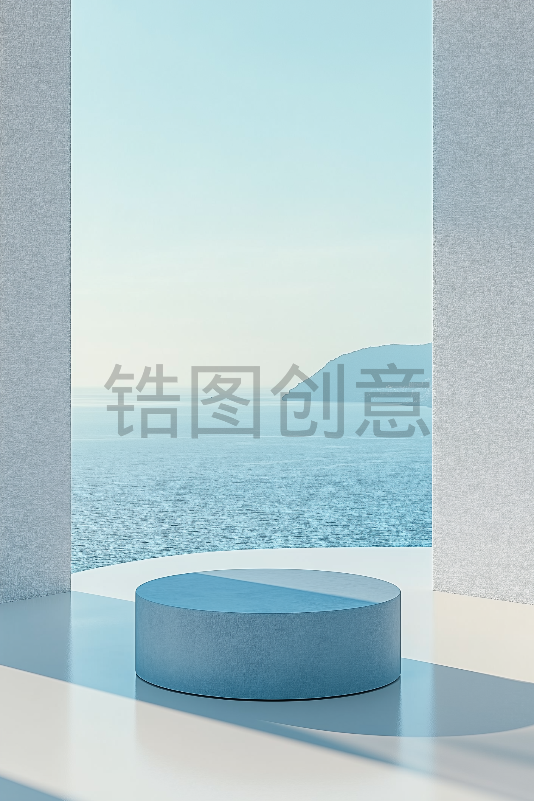 简约电商蓝天大海夏季C4D展台场景