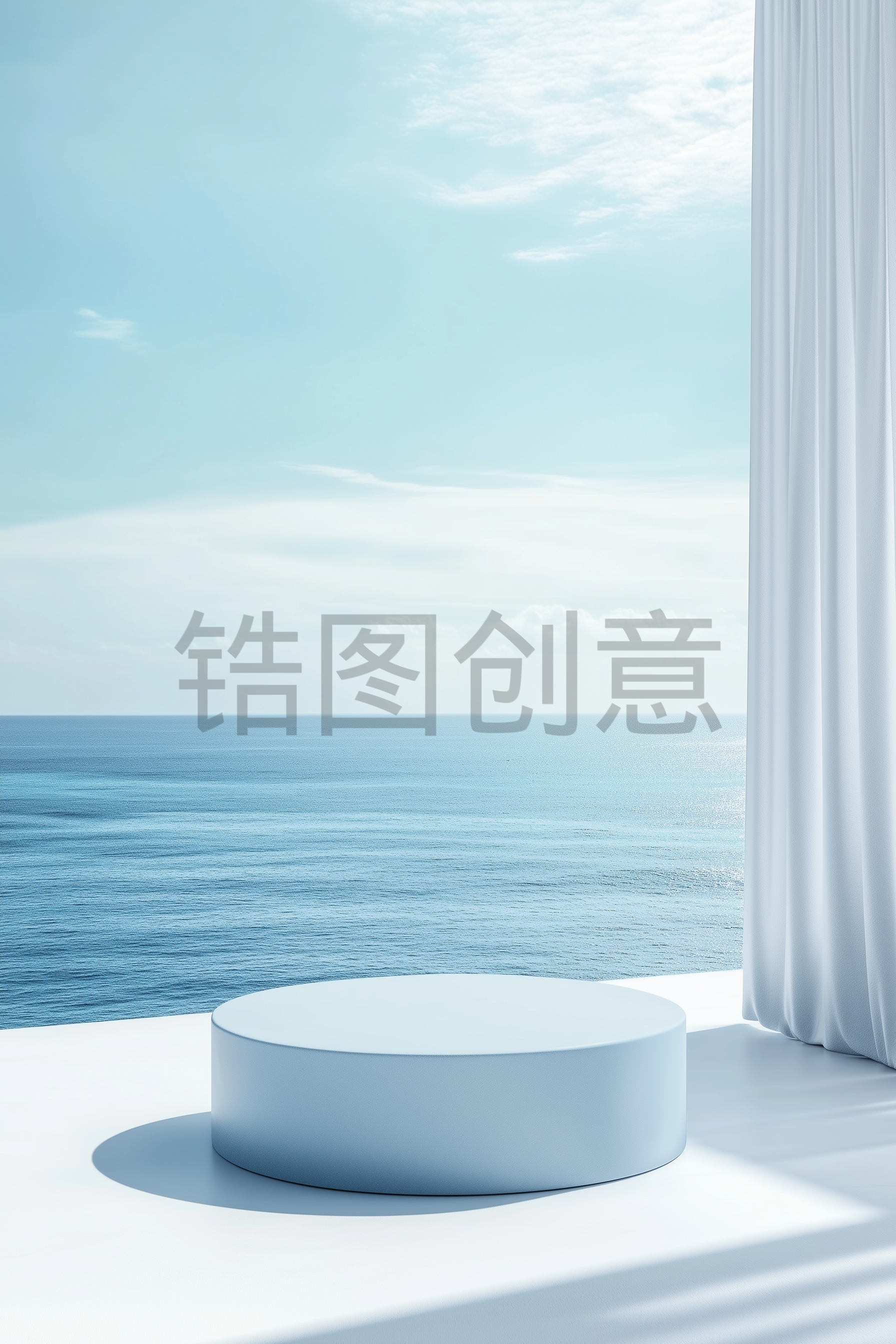 简约电商蓝天大海夏季C4D展台场景