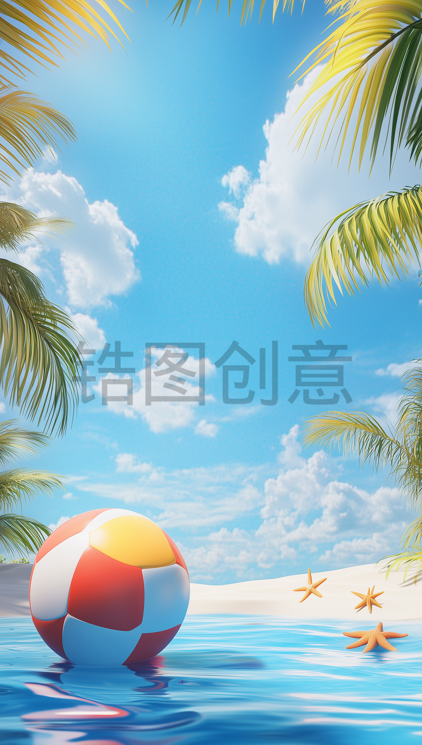 3d电商夏天夏季夏日海边海水凉爽感场景图片