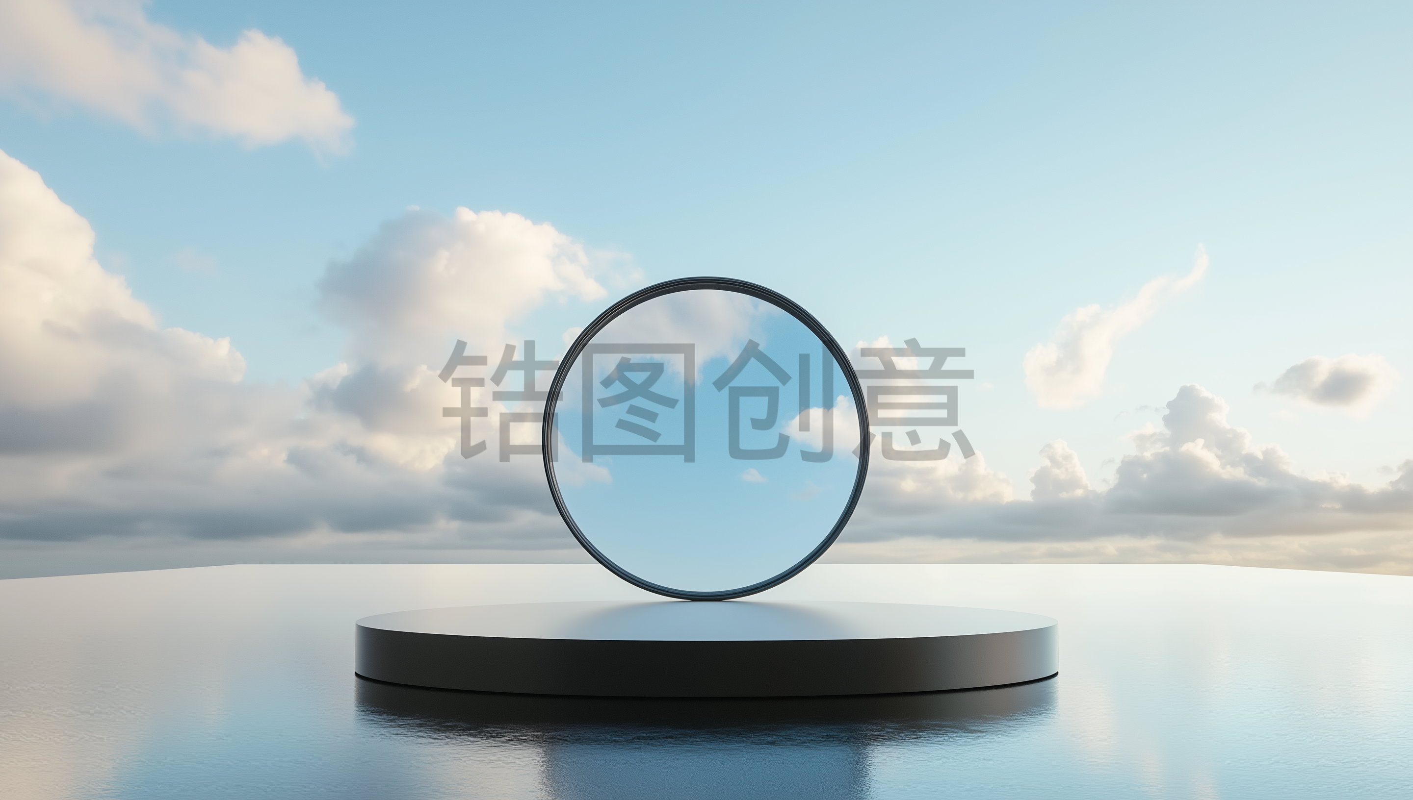 电商简约蓝天夏季C4D圆形展台场景