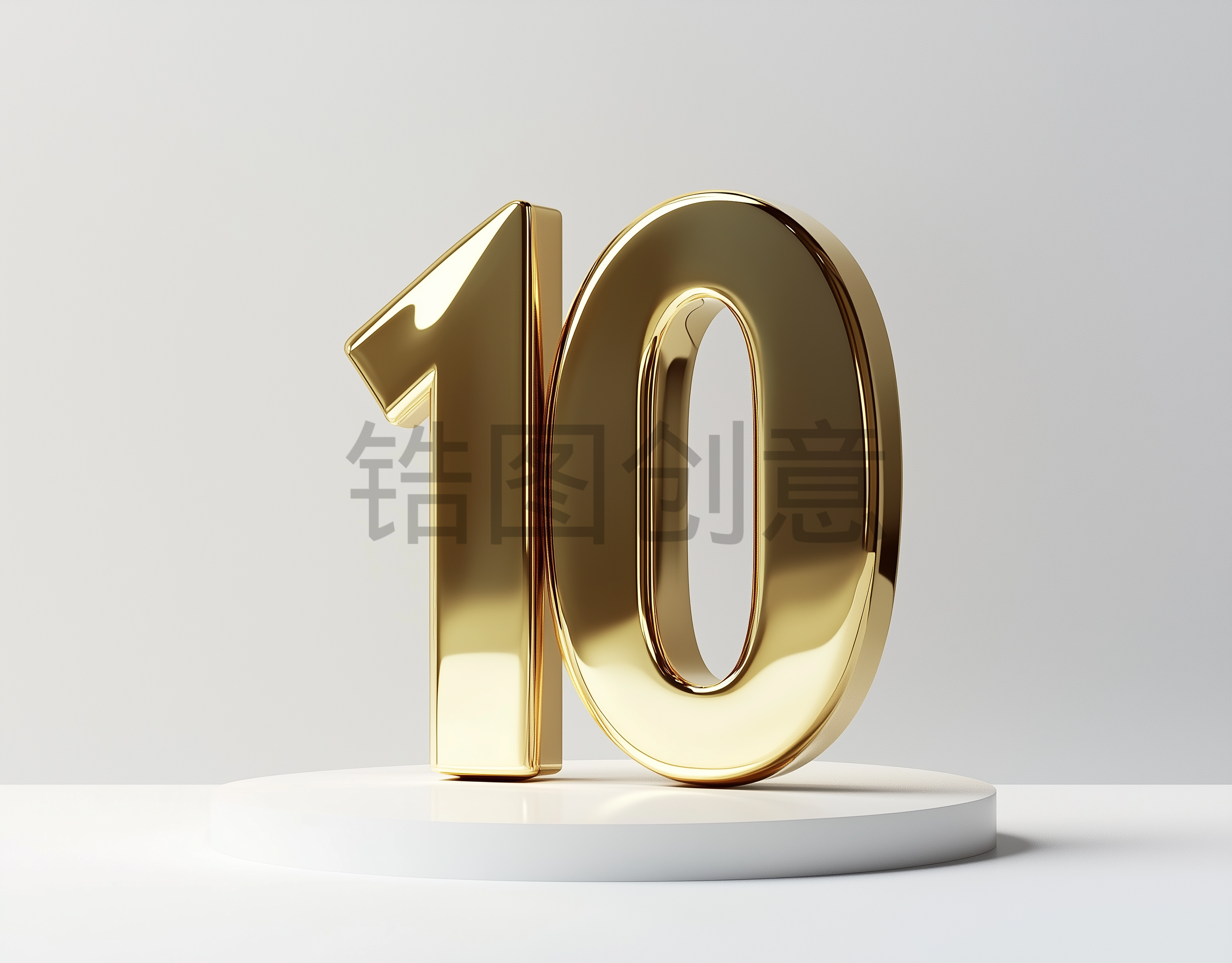 3d立体金属阿拉伯数字10素材
