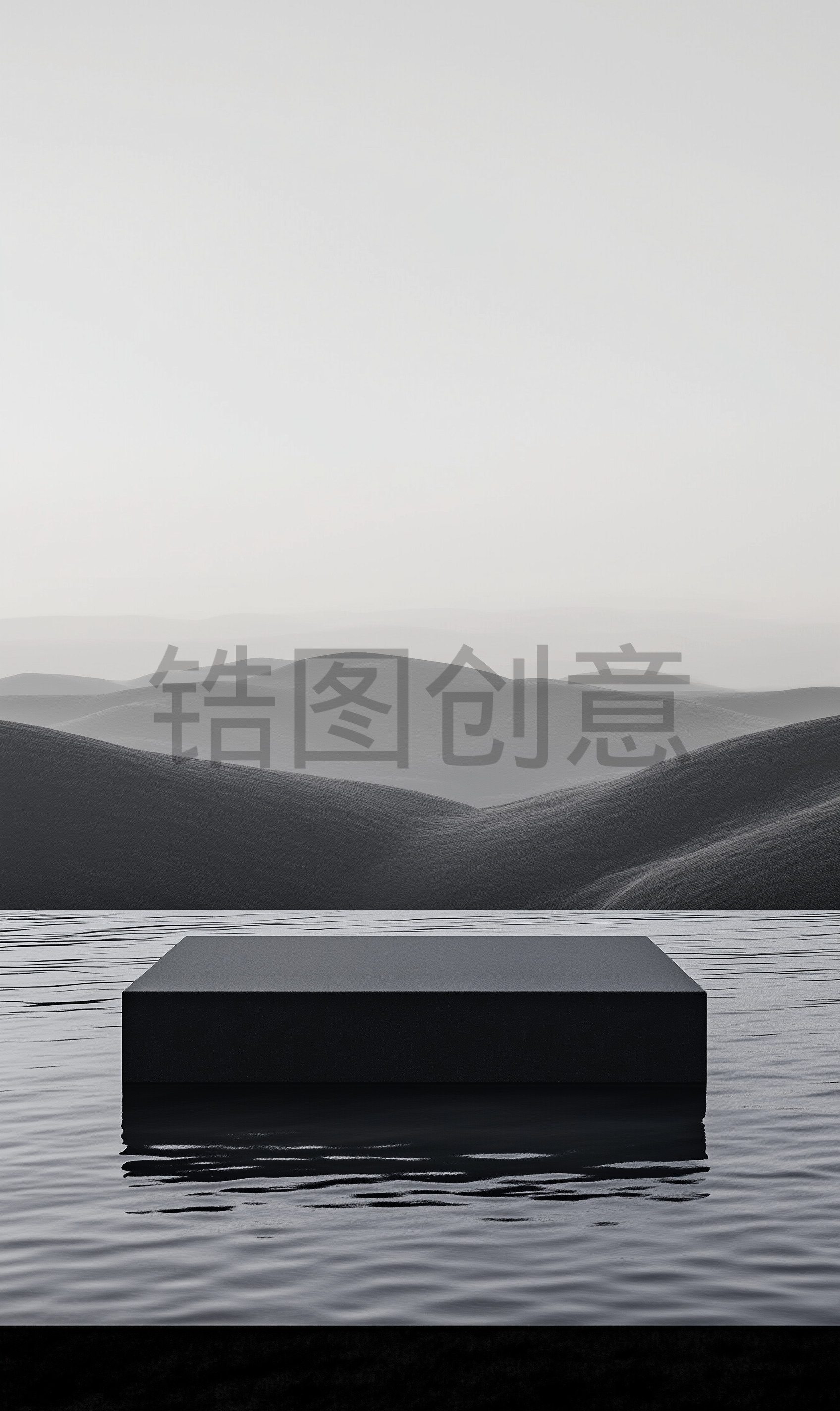 简约电商C4D灰调水中立方体展台场景