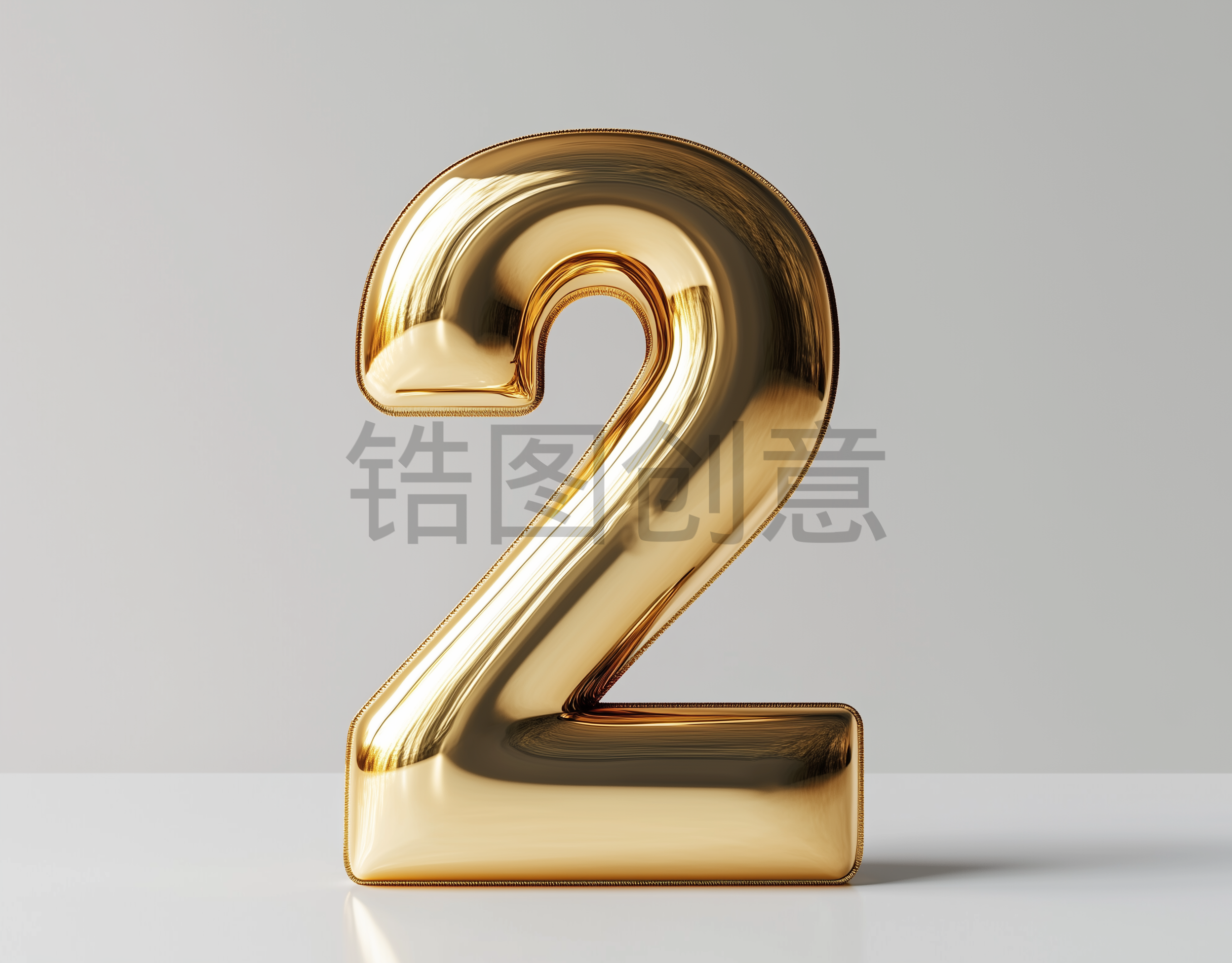 3d立体金属阿拉伯数字2素材