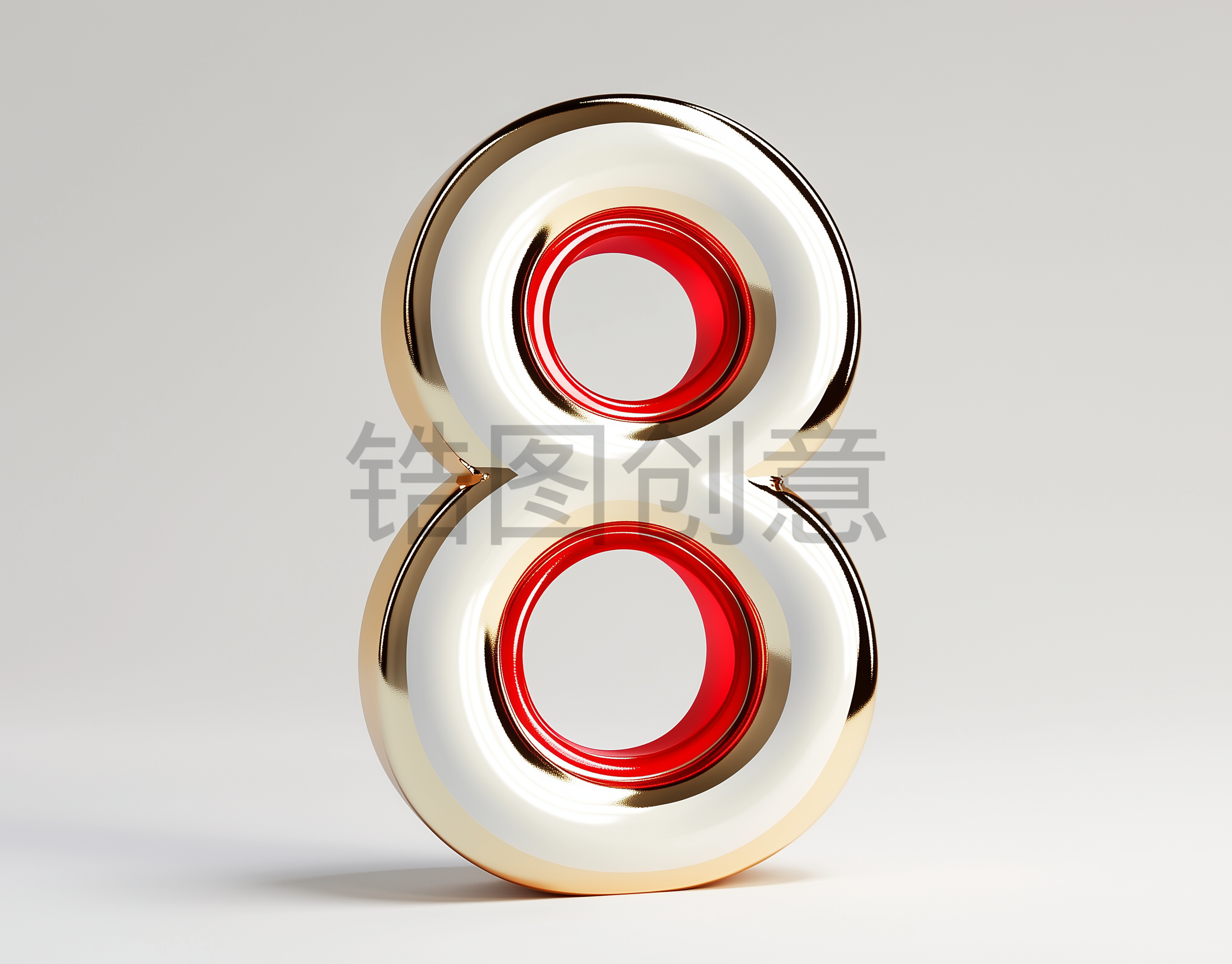 3d立体金属阿拉伯数字8素材