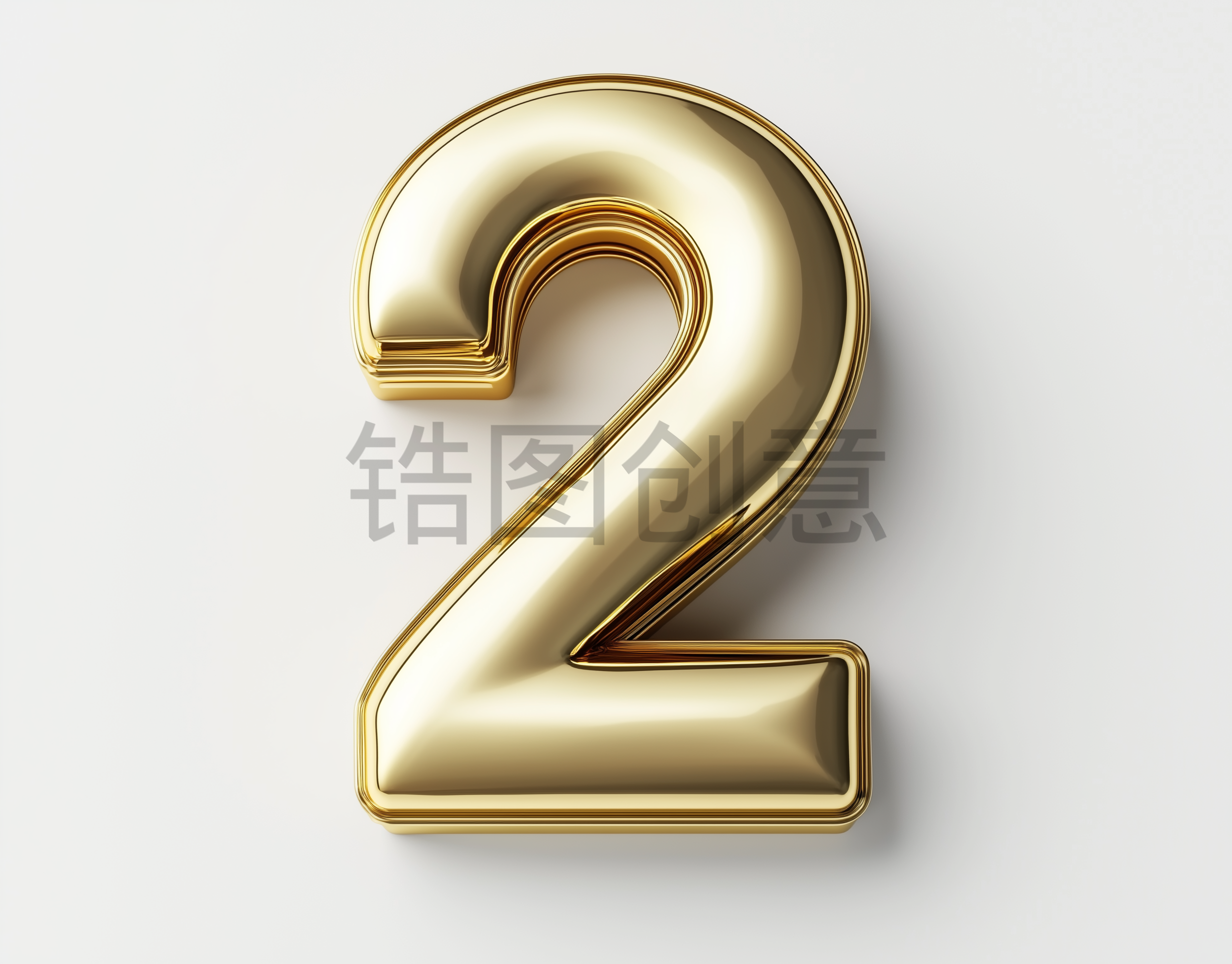 3d立体金属数字2素材