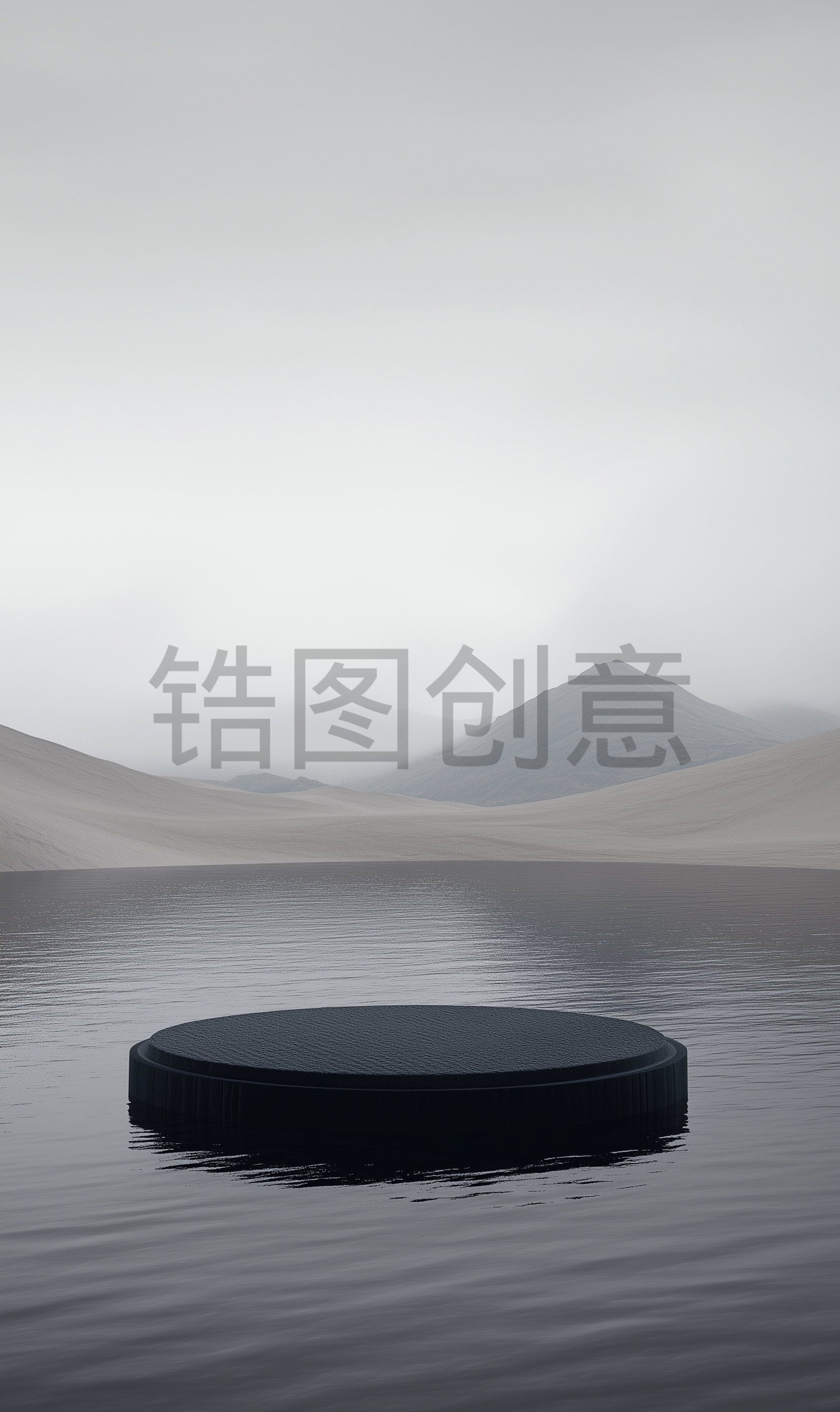 简约电商C4D灰调水中立方体展台场景