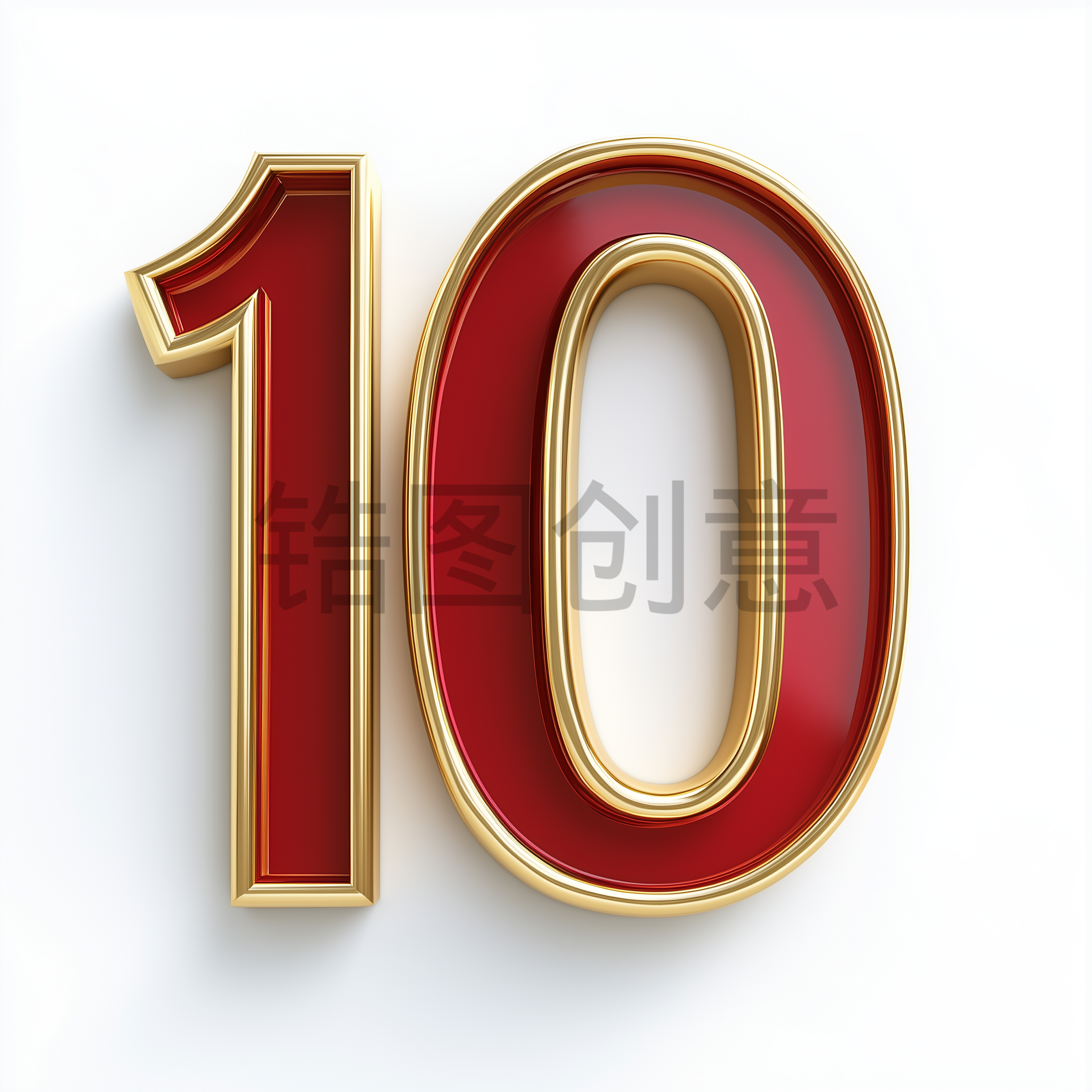 3d立体金属阿拉伯数字10素材