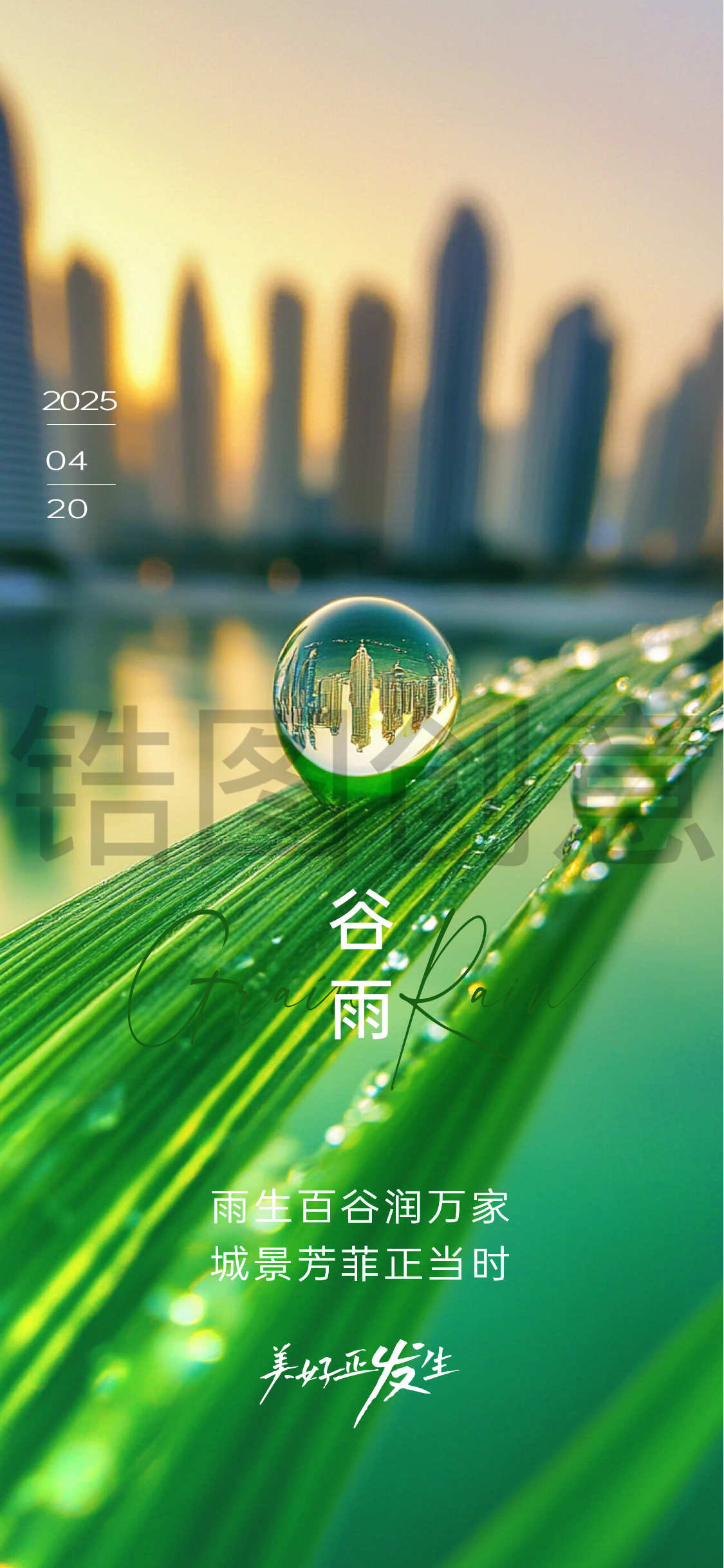 谷雨雨水寒露节气写实海报