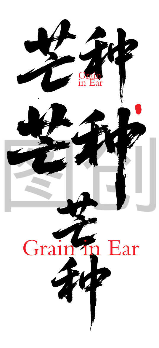 二十四节气之芒种字体狂野奔放书法