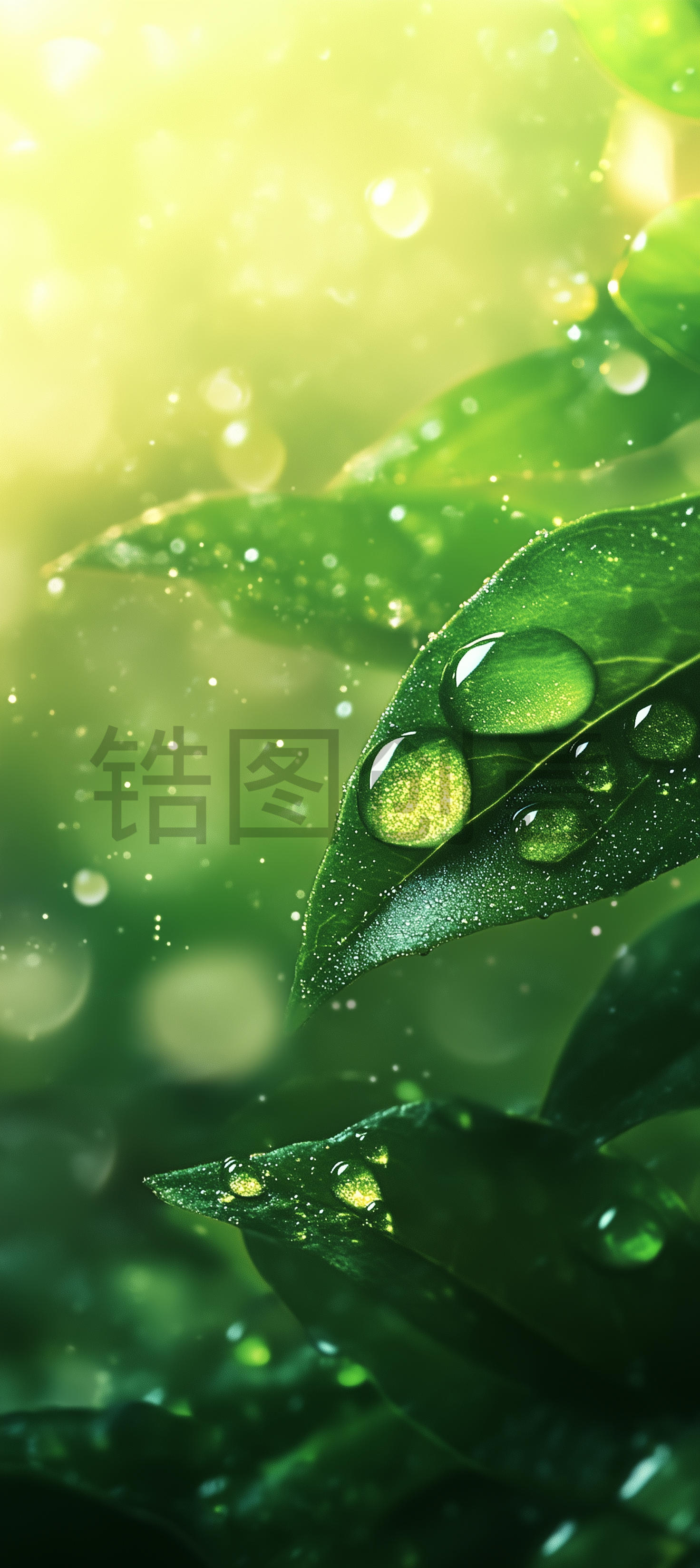 雨后叶子上水珠水滴雨珠特写