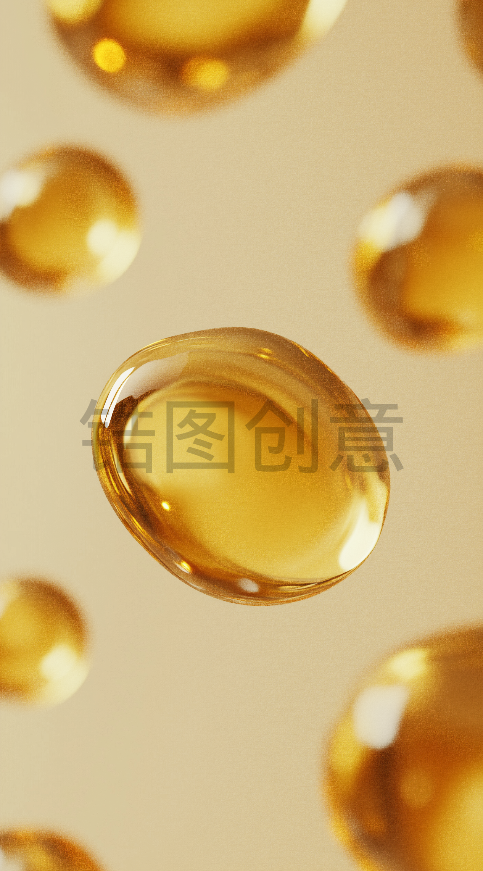漂浮着的金色油滴液体背景