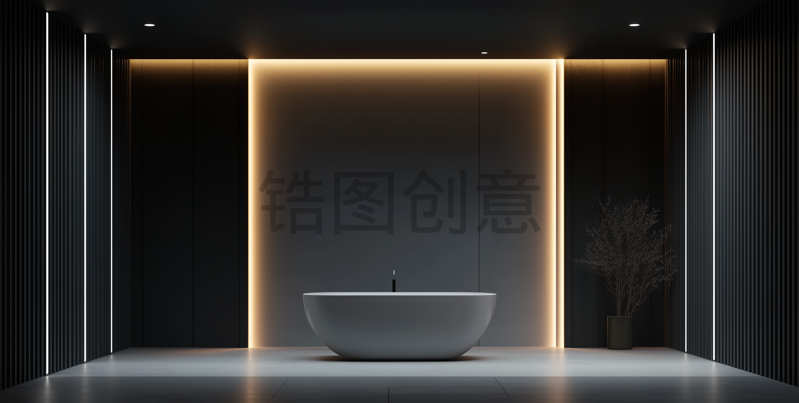 黑色极筒设计现代建筑空间背景