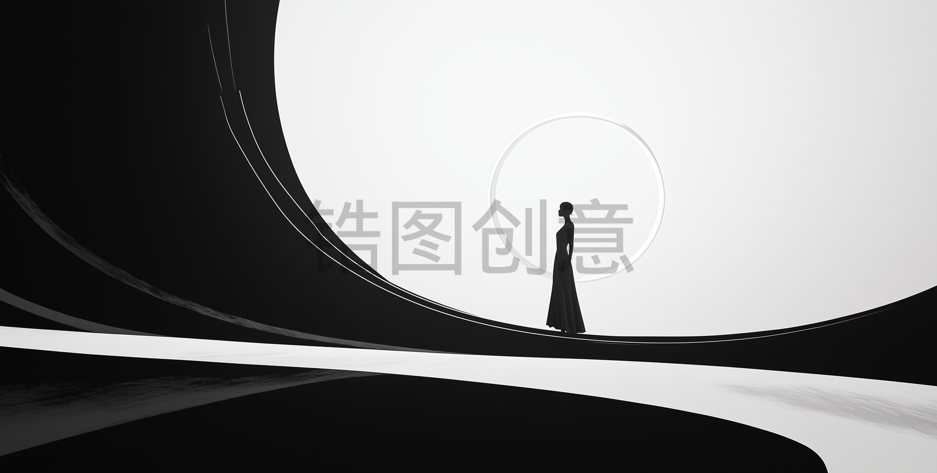 抽象黑白室内背景配有线条的光线，简约的风格，空墙，艺术品优雅简约，当代建筑，摄影筑，时尚简约背景