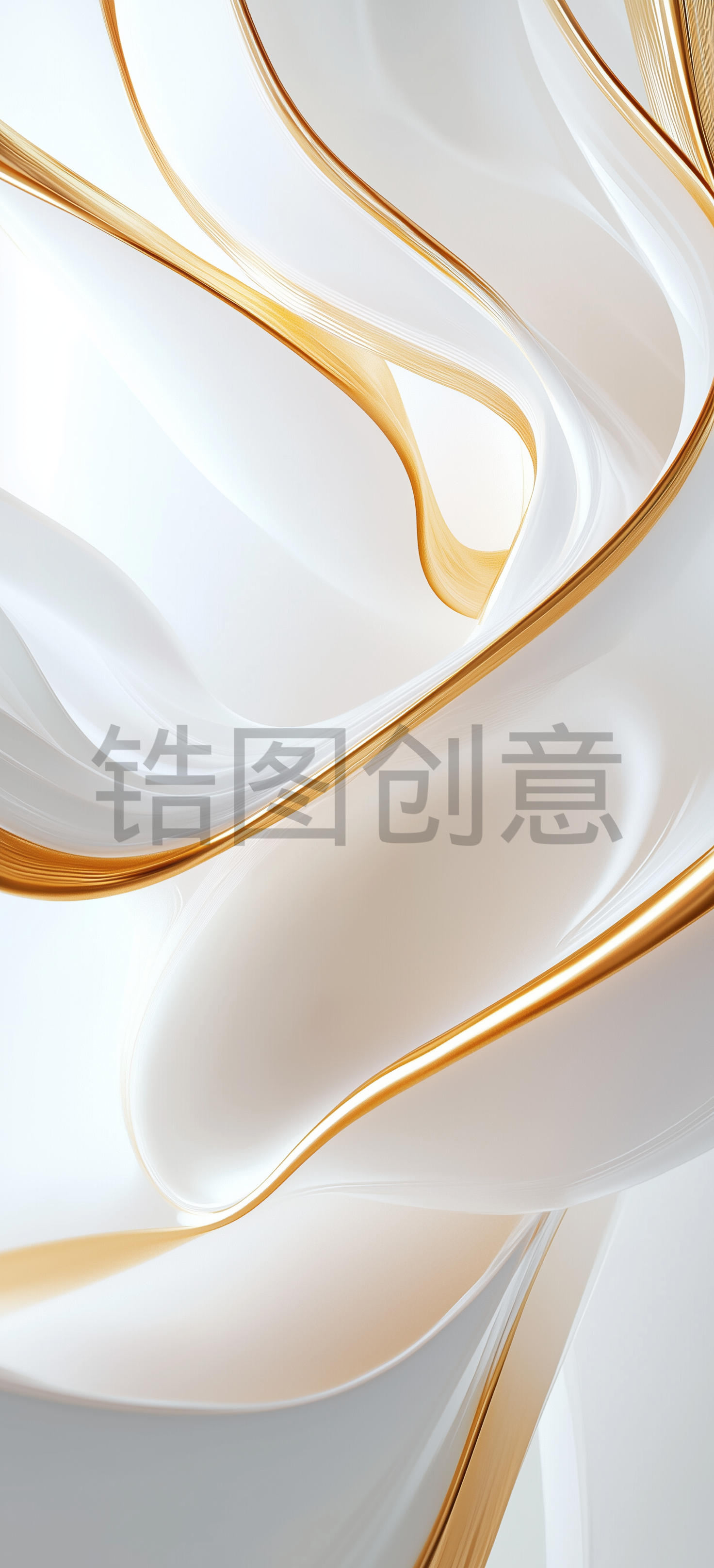 白色金色配色3D抽象形状曲线高端\背景