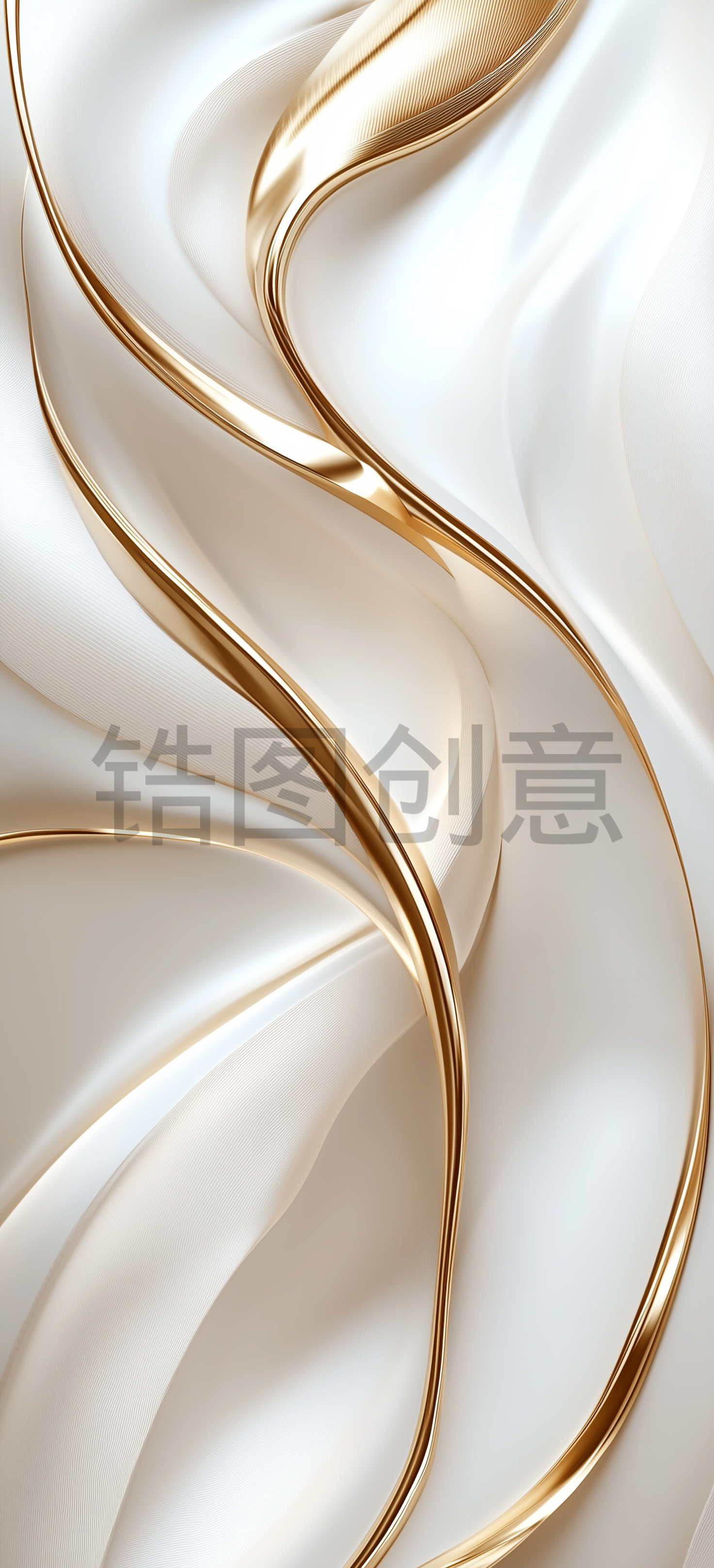 白色金色配色3D抽象形状曲线高端背景