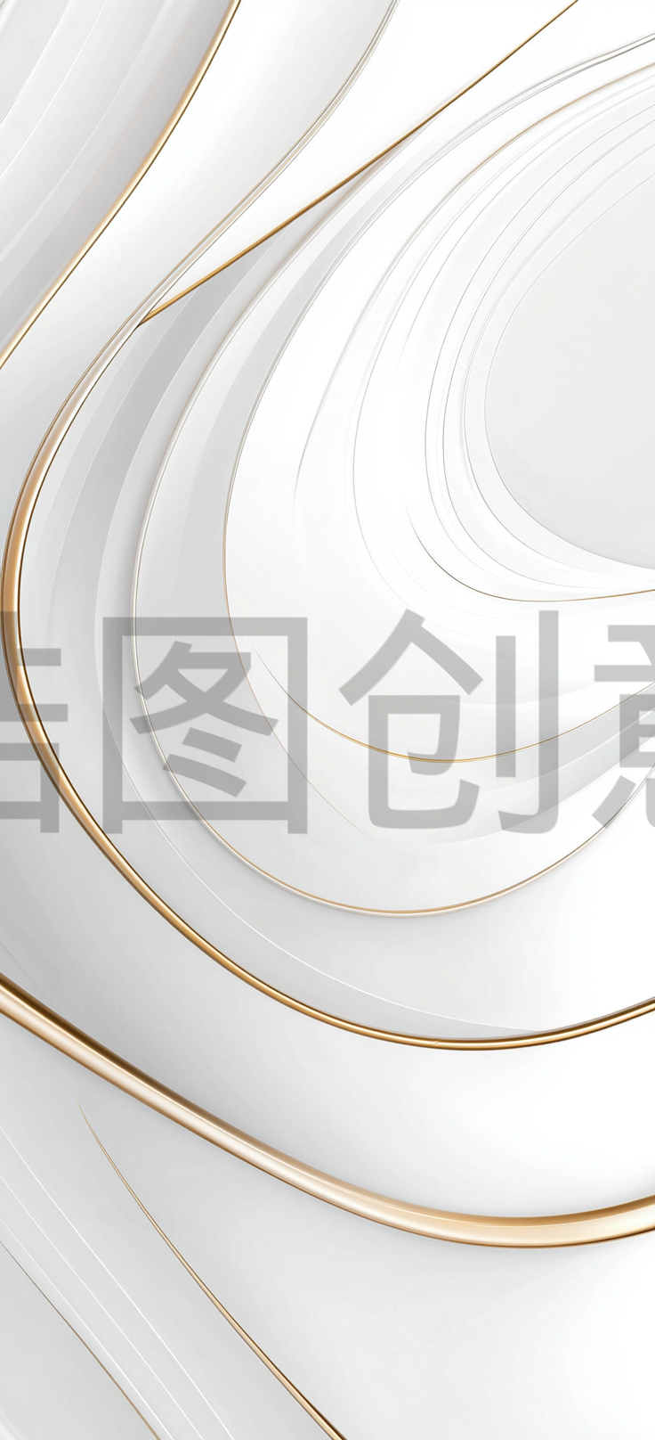 白色金色配色3D抽象形状曲线高端背景