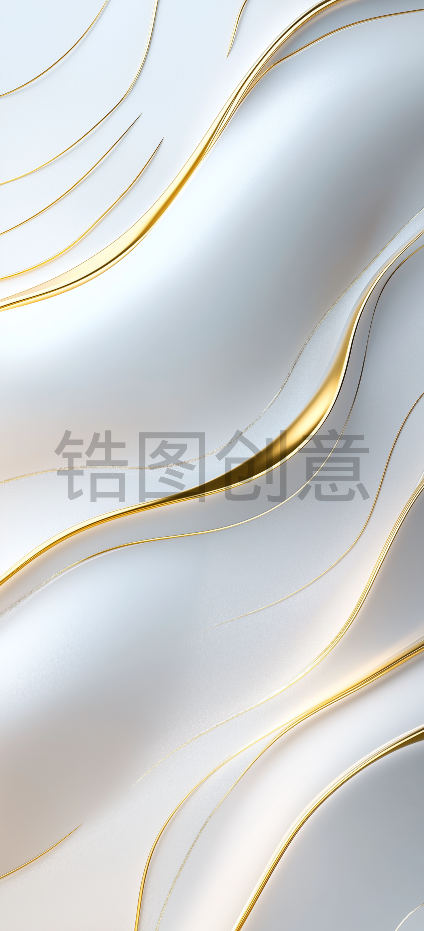白色金色配色3D抽象形状曲线高端背景