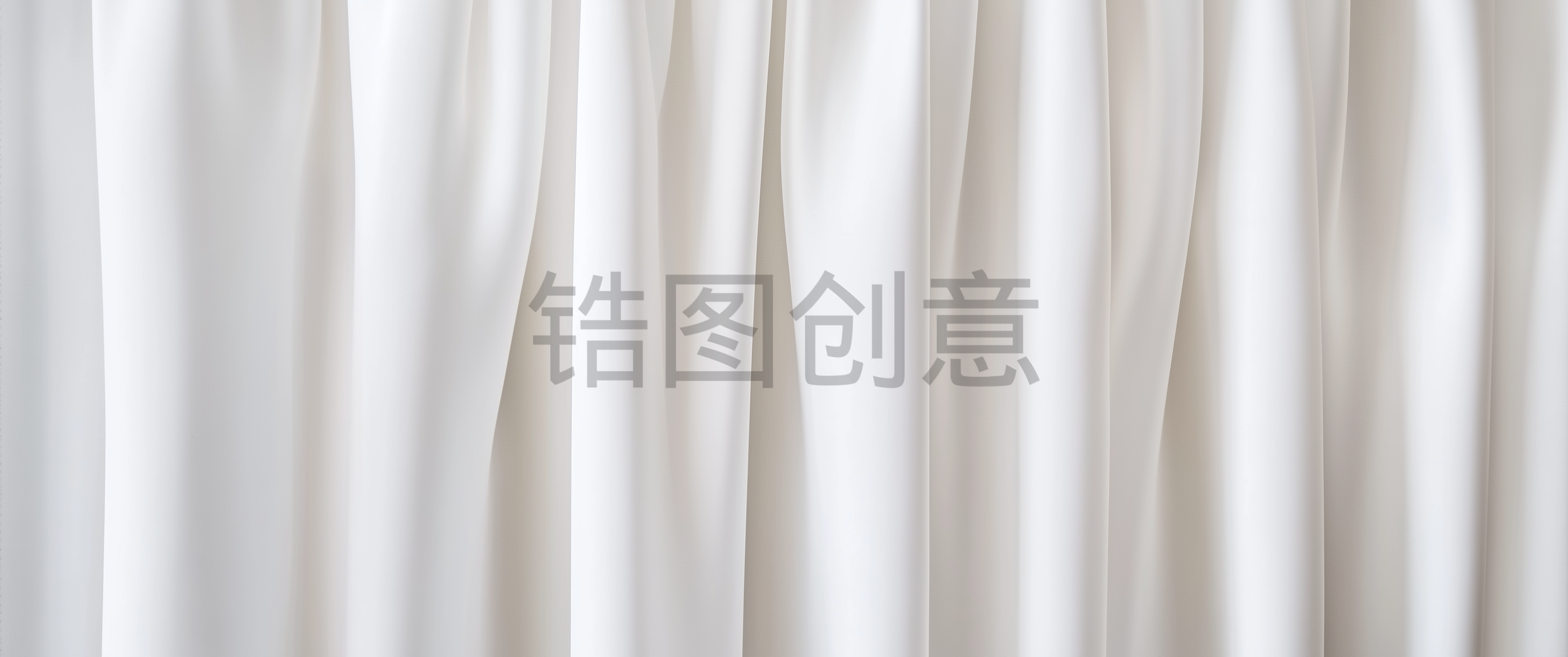 锆图创意-白色织物窗帘质感褶皱纹理背景素材