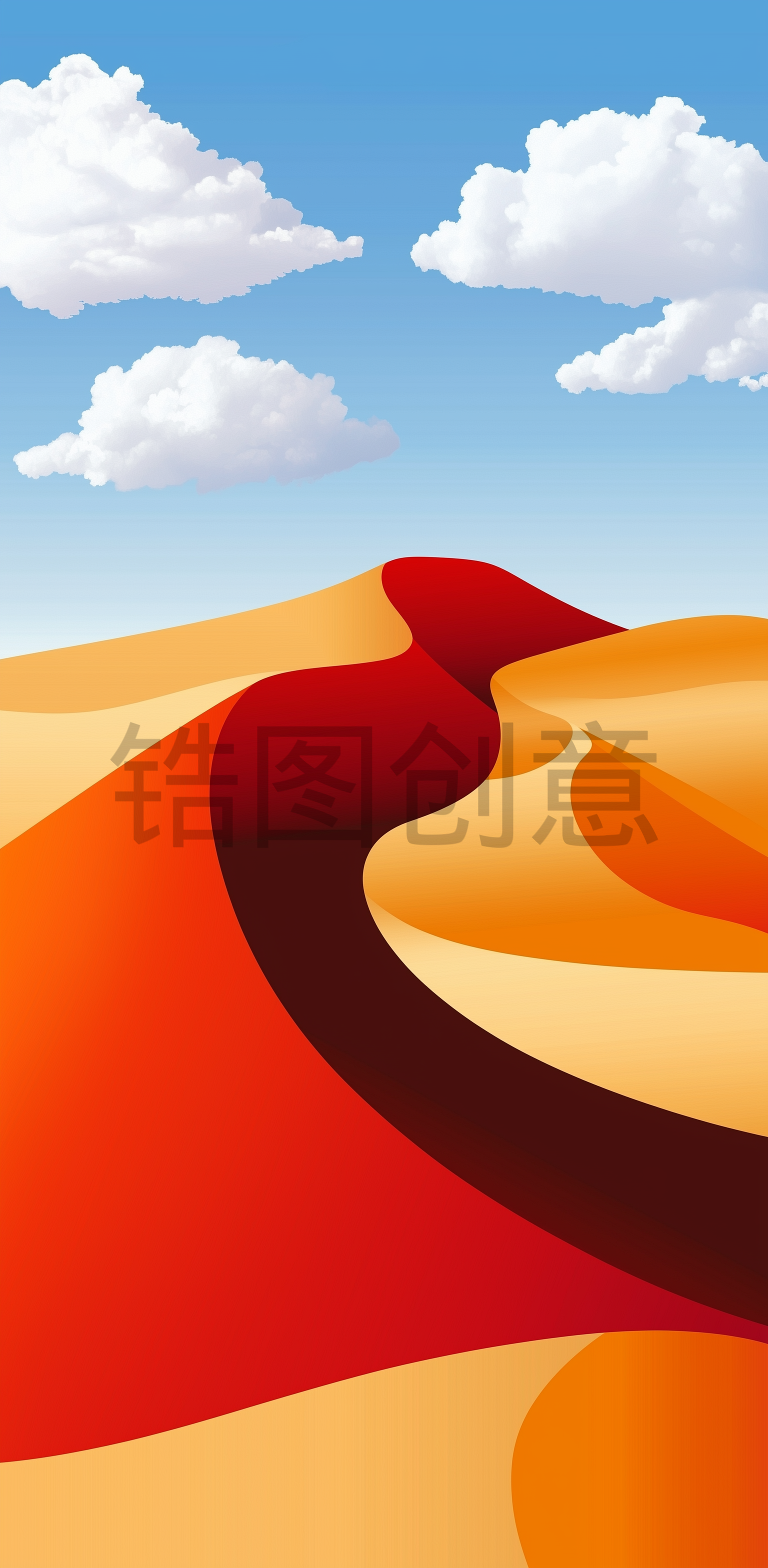 橙色渐变沙丘，简单线条，极简主义，节日氛围，高清壁纸