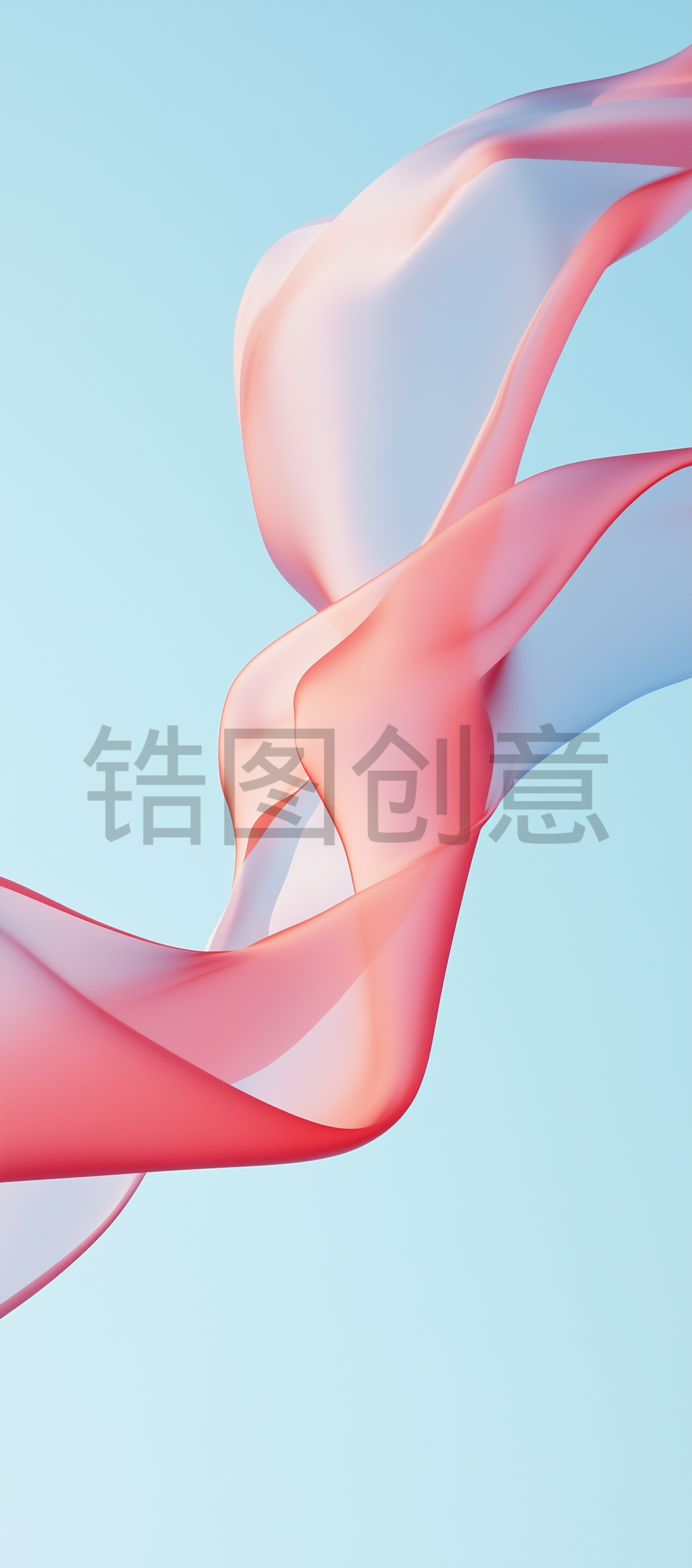 蓝色时尚小清新抽象动感飘带丝带简约背景