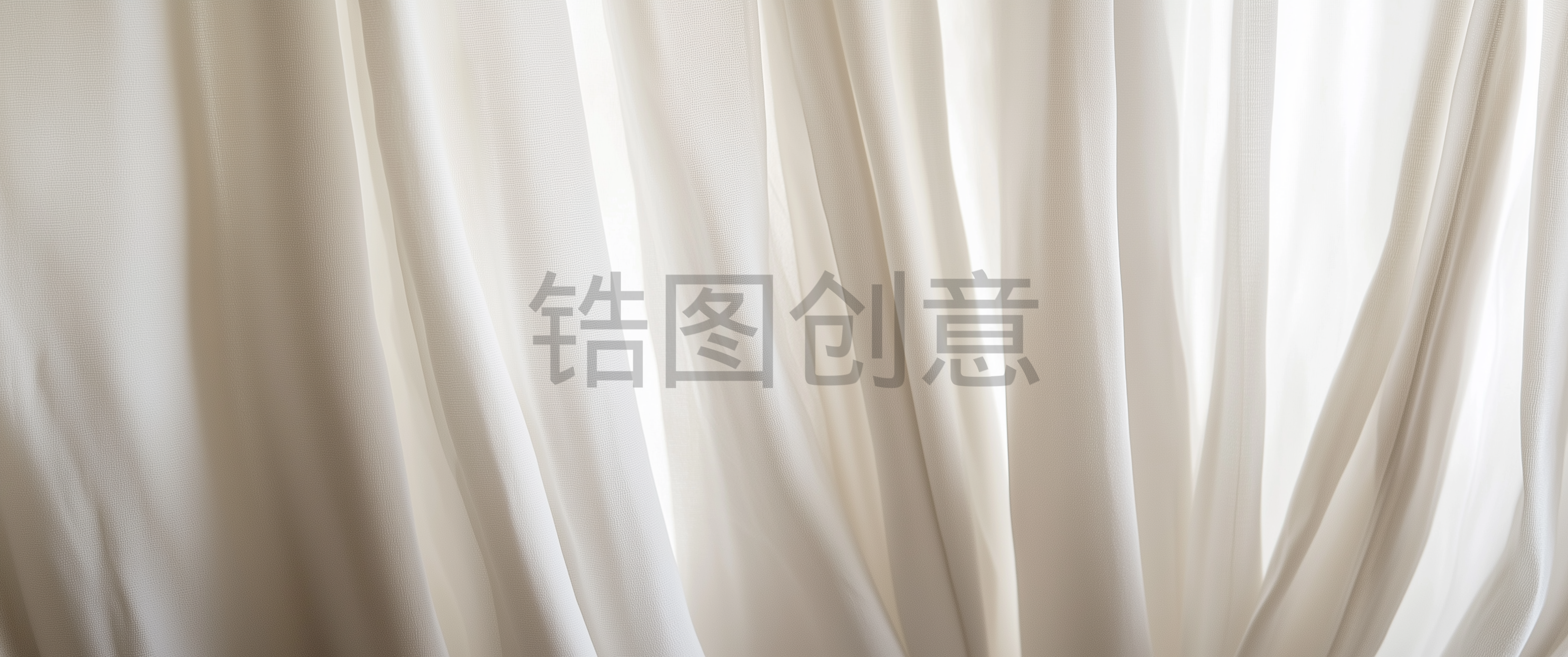 锆图创意-白色织物窗帘质感褶皱纹理背景素材