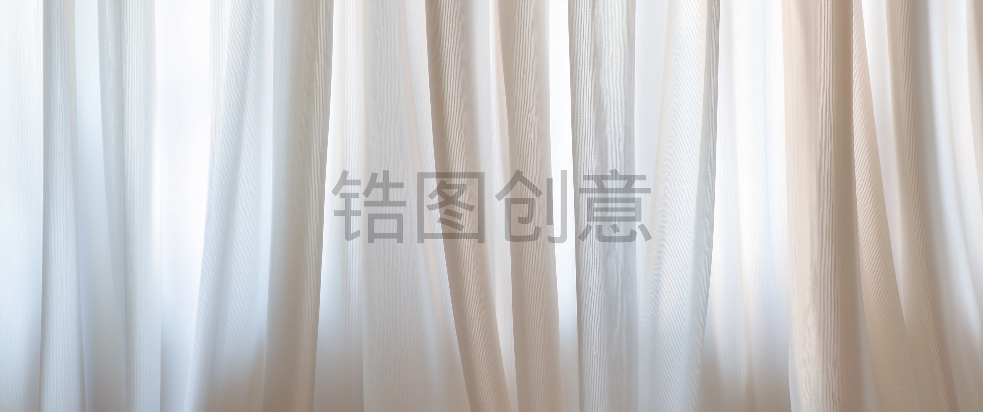 锆图创意-白色织物窗帘质感褶皱纹理背景素材