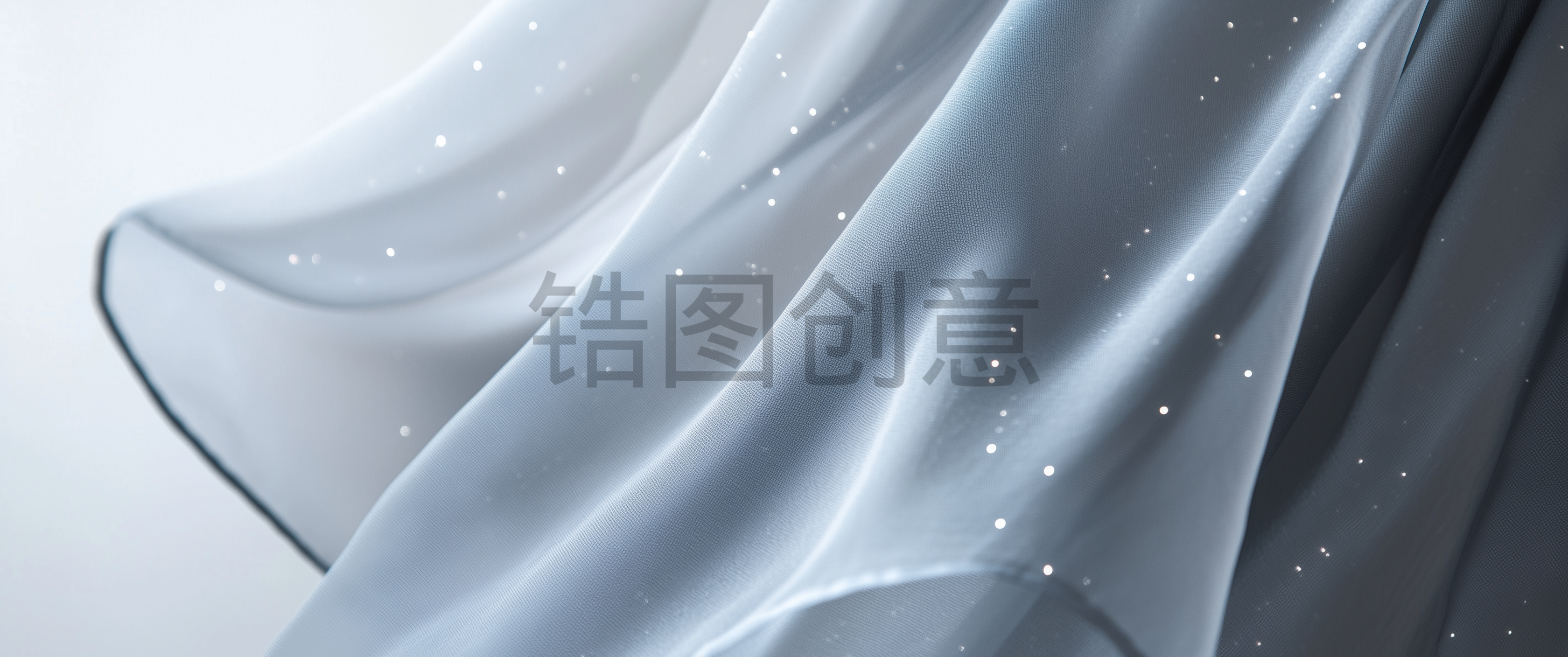 蓝色织物布纹理特写皱纹褶皱素材